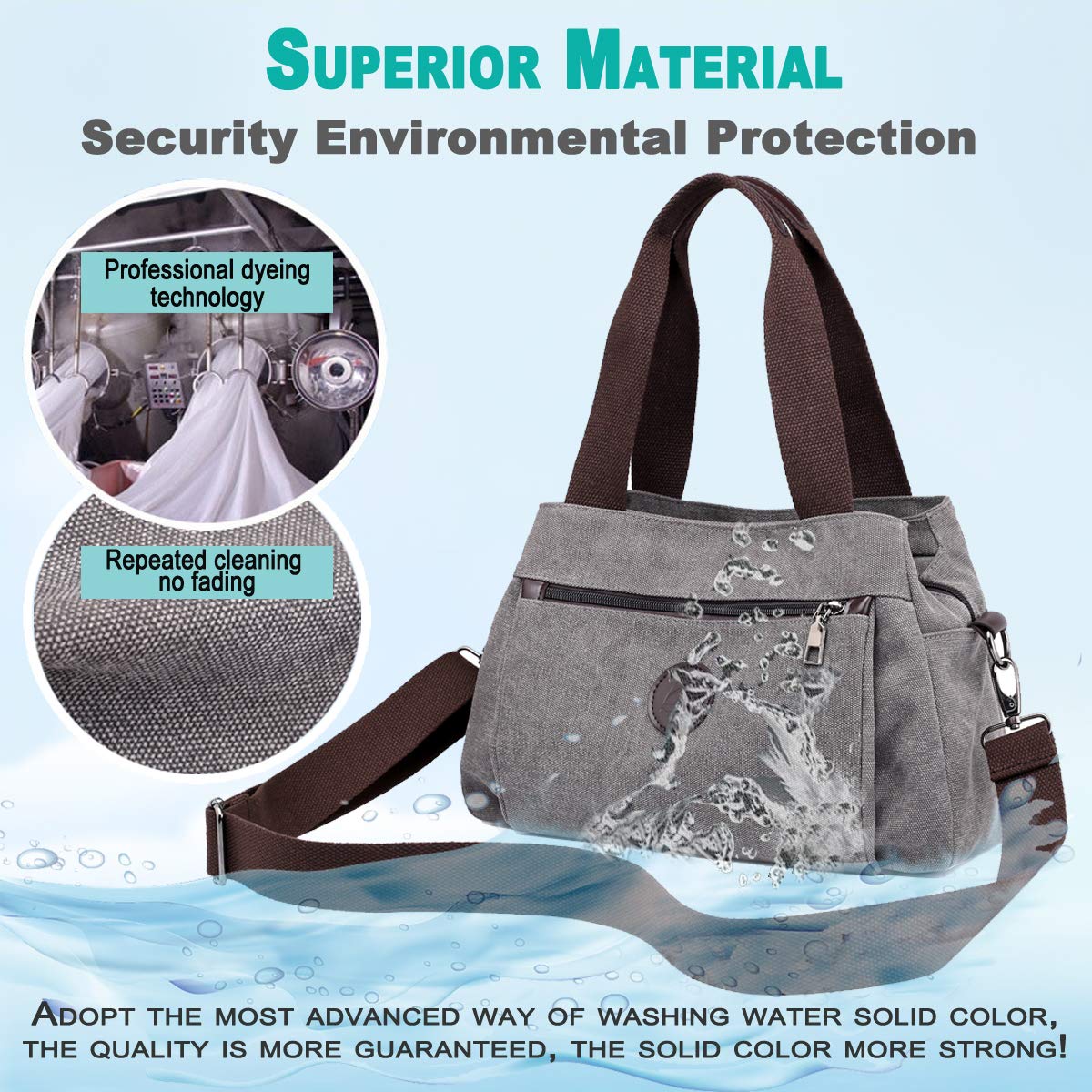 DOURR Women's Canvas Hobo Handbag - Multi Compartment Crossbody Tote Purse with Adjustable Strap, Medium Satchel Bag for Everyday Use, Work, Travel & Shopping