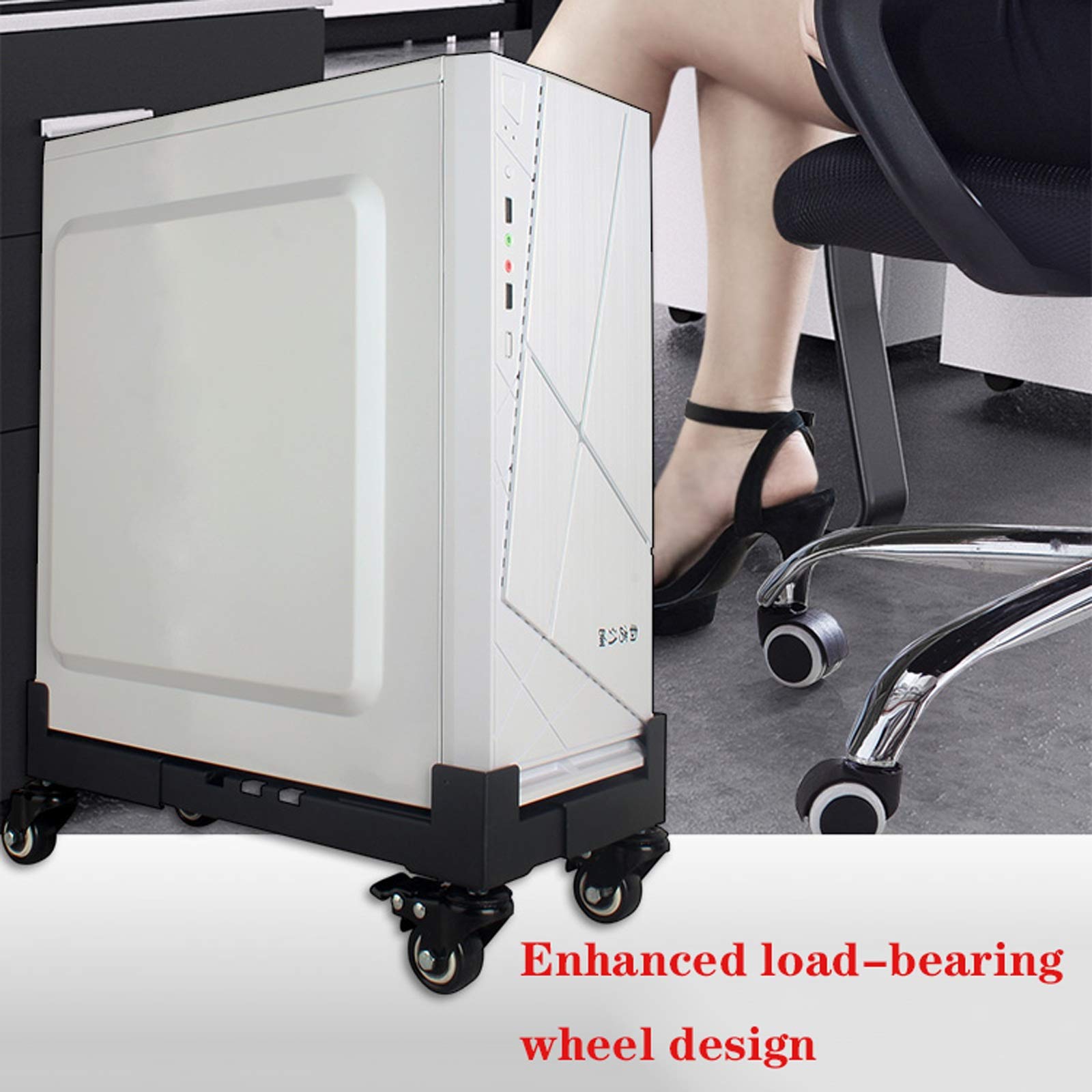 Adjustable Metal CPU Stand with Locking Casters - Black Computer Tower Rolling Cart for Desktop PC Host Chassis | Heavy-Duty Mobile CPU Holder with Width Adjustment | Perfect for Office, Gaming Setup & Server Room Organization