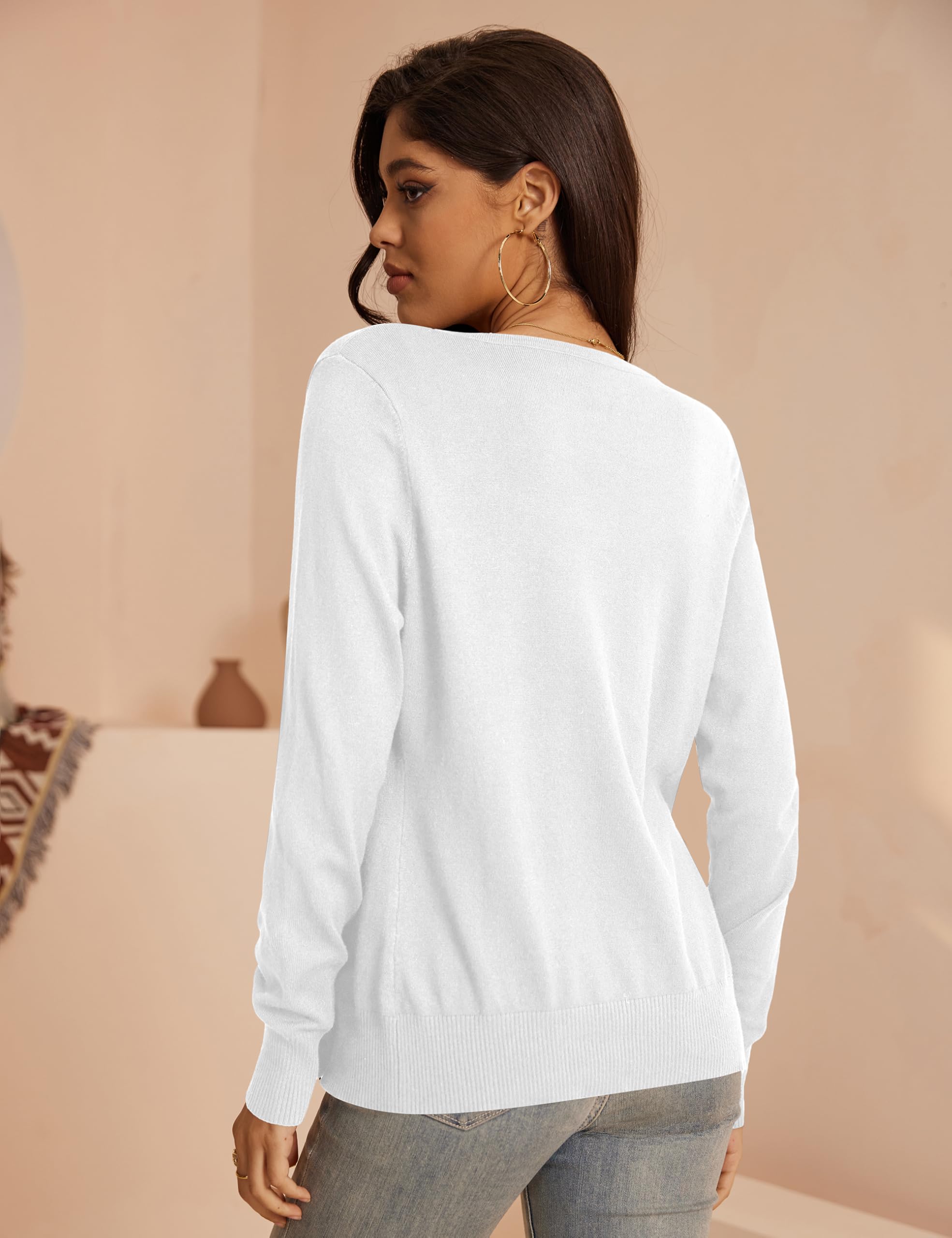 Jesdani Women's Button Down Crew Neck Long Sleeve Soft Knit Cardigan Sweater - Cozy Fall & Winter Layering Essential for Office, Casual Outfits and Travel