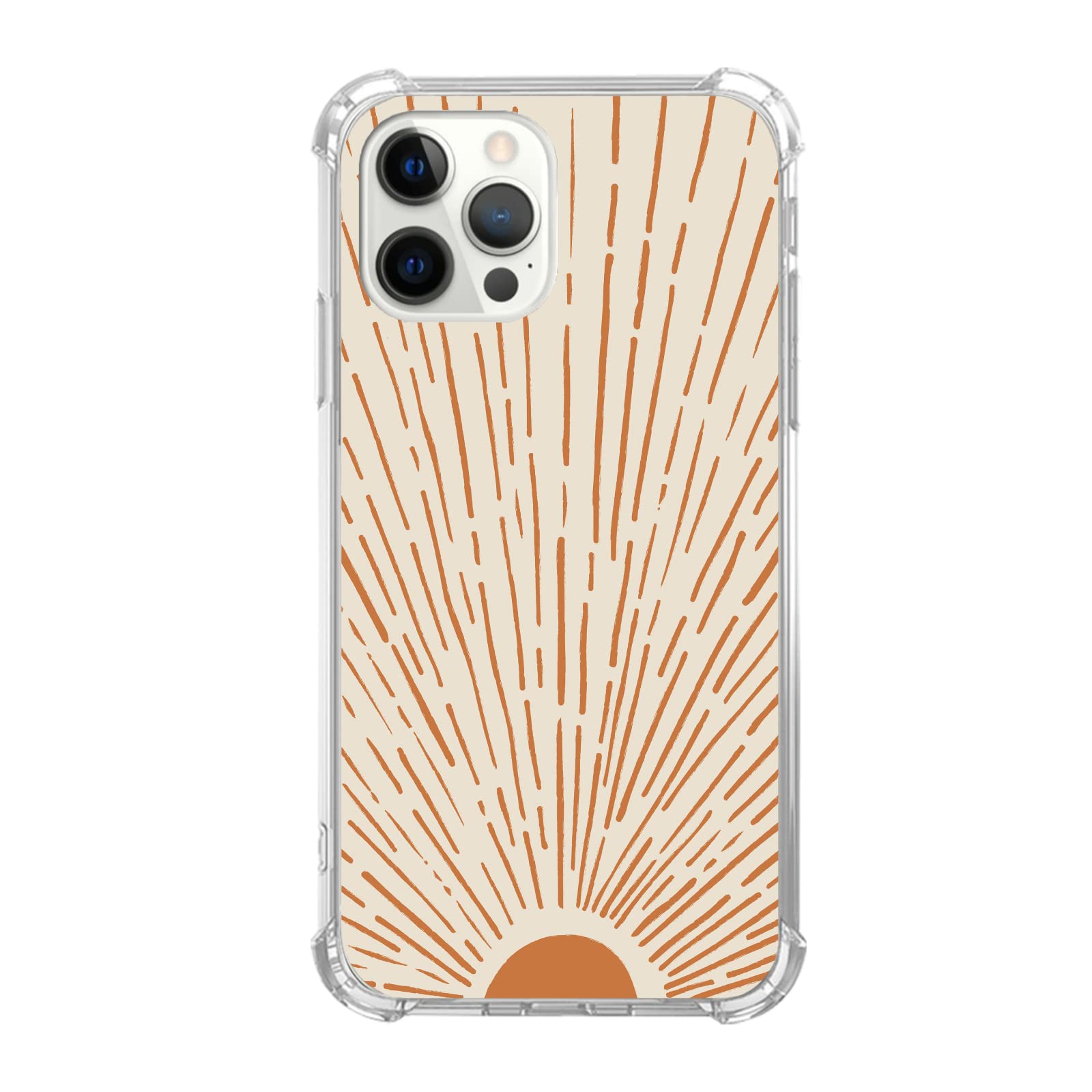 Vintage 70s Sun Rays iPhone 12 Pro Max Case - Retro Boho Sun Design TPU Bumper Cover for Men & Women | Trendy Protective Phone Case for Everyday Use, Travel & Outdoor Activities