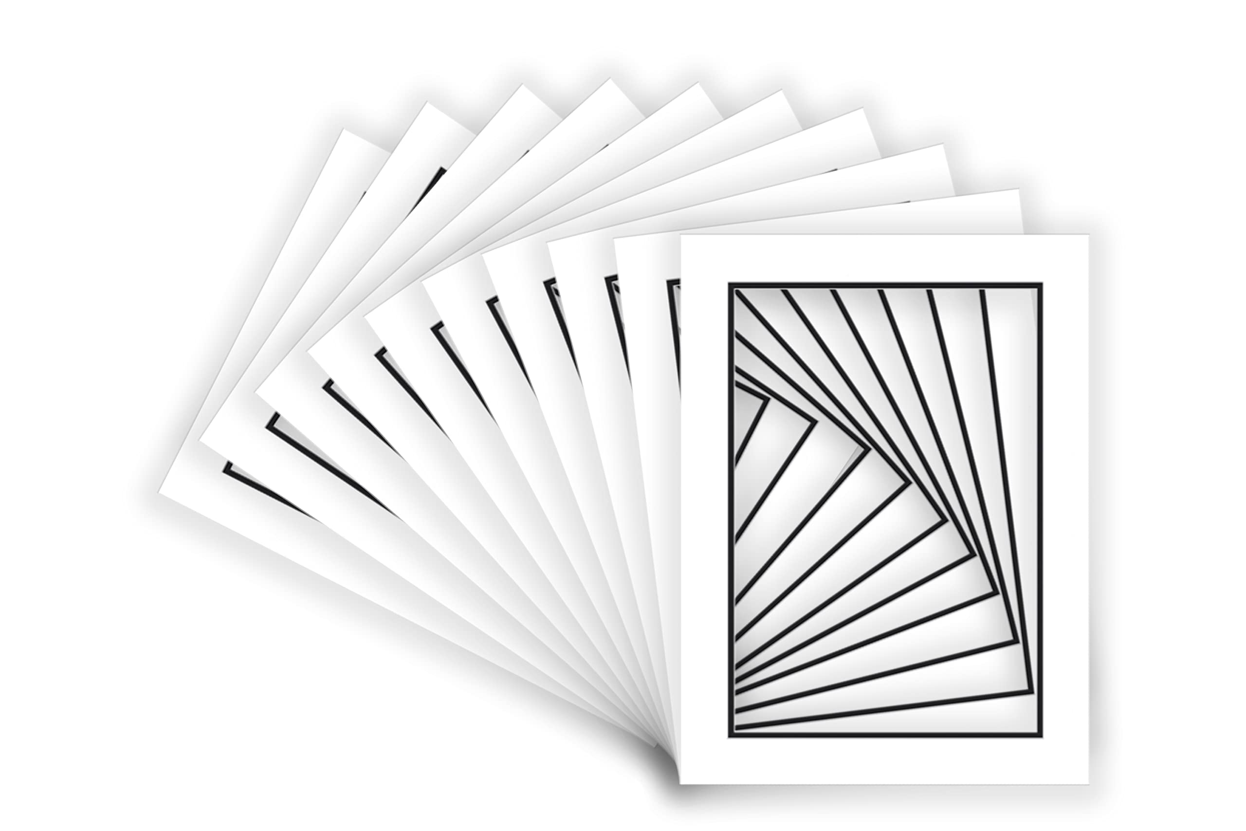 8x10 Double Mat Picture Matboard - White on Black Bevel Cut Mat for 6x8 Photos & Art - Perfect for Framing 8x10 Inch Displays - Ideal for Home Decor, Gallery Walls, and Professional Art Presentations