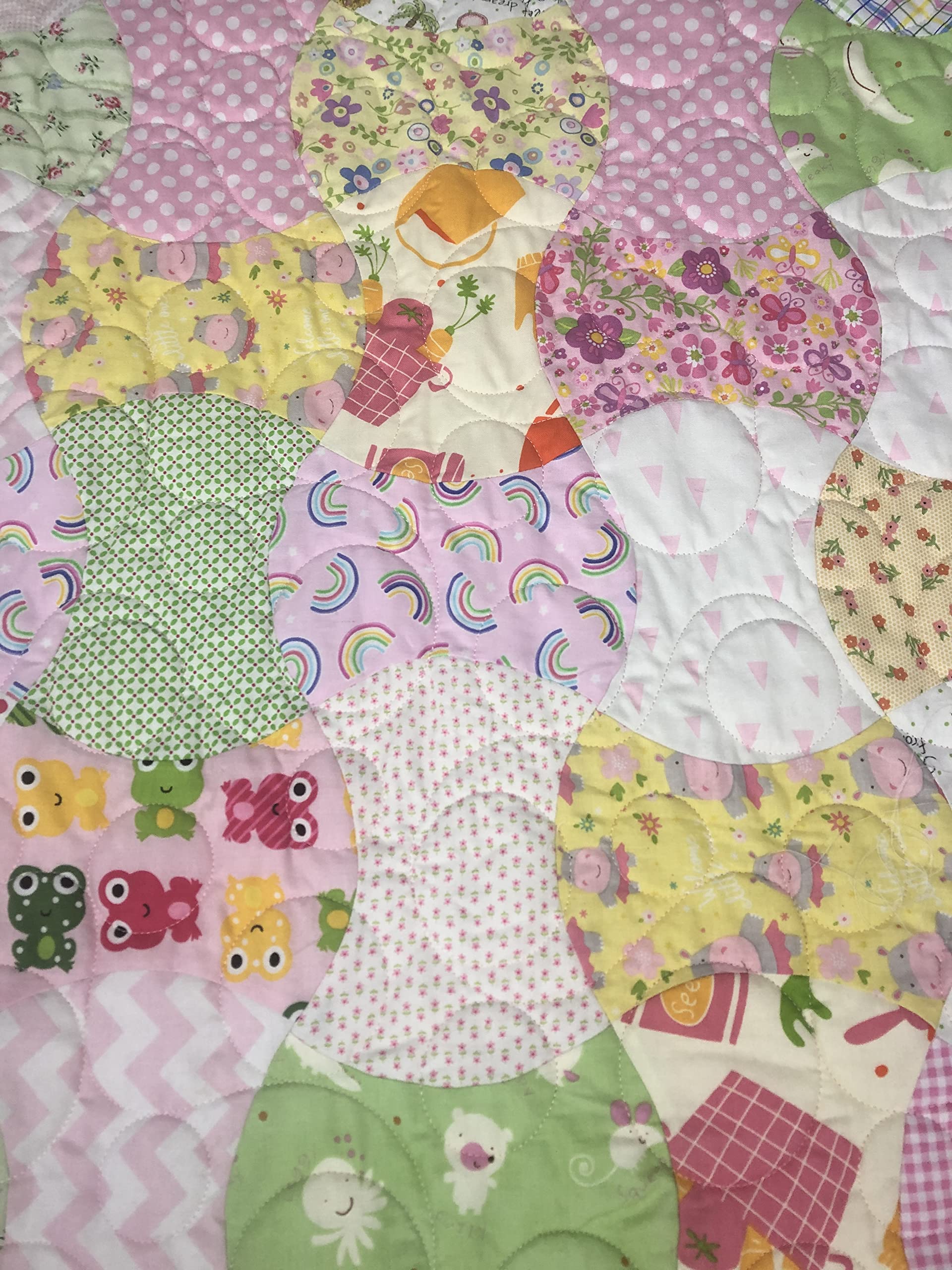 Baby Girl Scrappy AppleCore Quilt Kit - Precut Cotton Quilting Supplies with Pink Backing | DIY Sewing Project for Beginners | Perfect for Nursery Decor, Baby Shower Gifts & Memory Quilts
