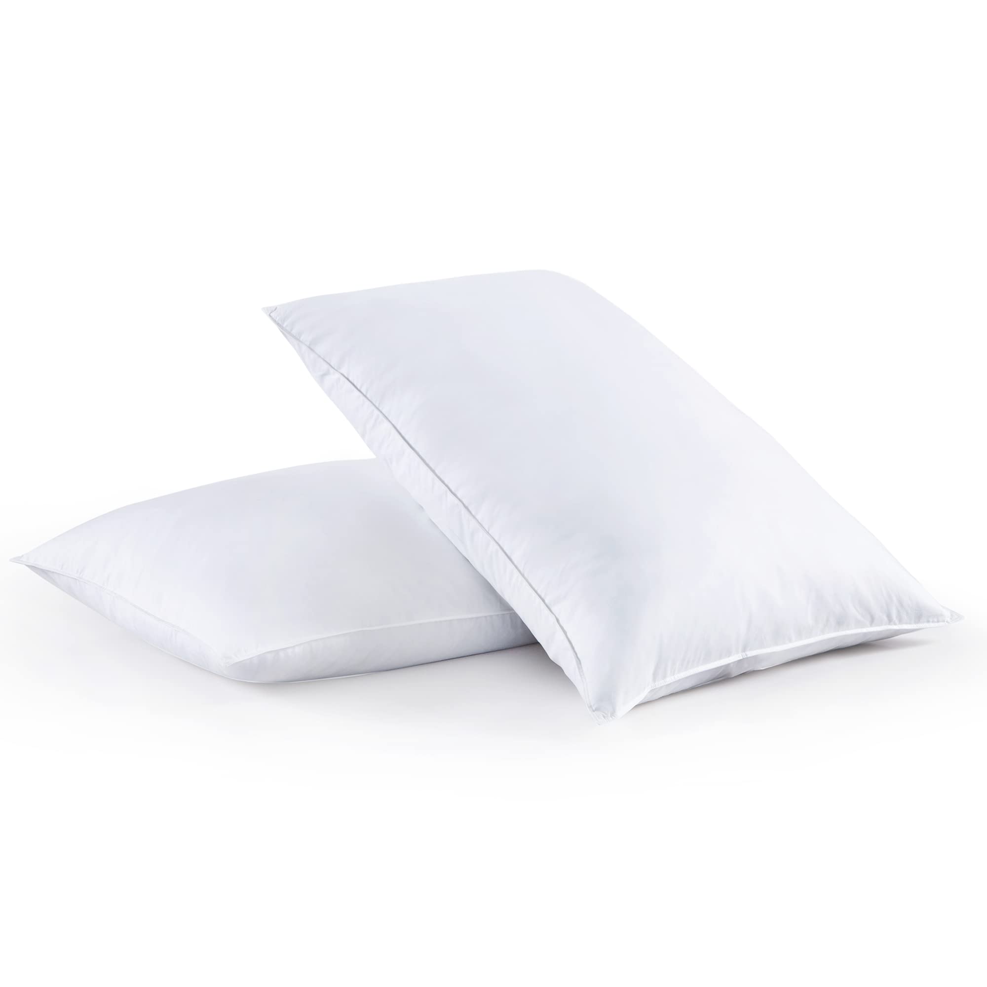 Joysoul Soft Standard Bed Pillows - Feather & Down Pillow Insert with 100% Breathable Cotton Cover - 20x26 Inches - Hotel Quality Sleeping Pillows for Side, Back & Stomach Sleepers - Perfect for Bedroom, Guest Room & Travel