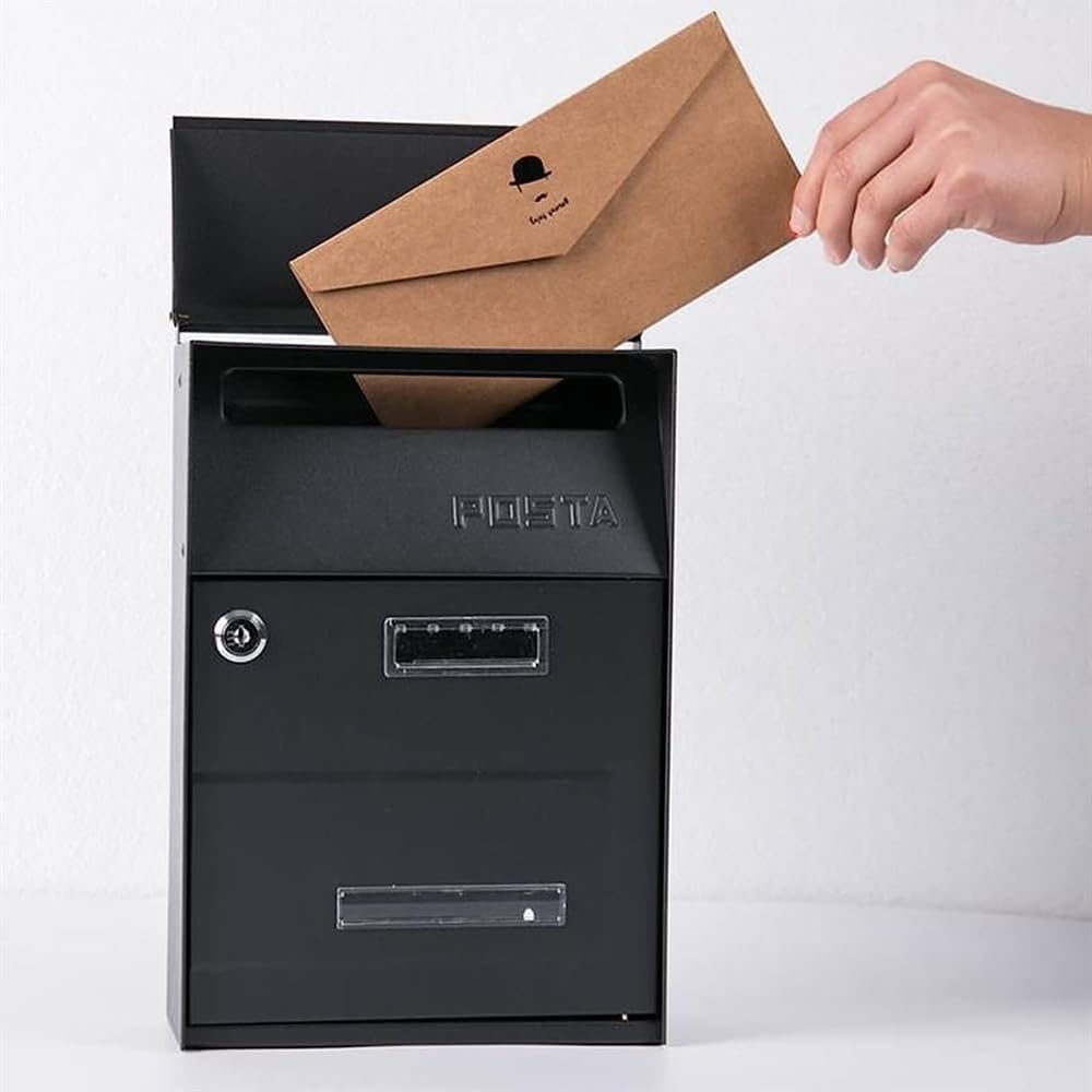 High Capacity Wall Mounted Galvanized Steel Mail Organizer with Code Lock - Modern Lockable Mailbox for Home & Community - Secure Glossy Mailbox for Apartments, Offices & Gated Communities (Gray)