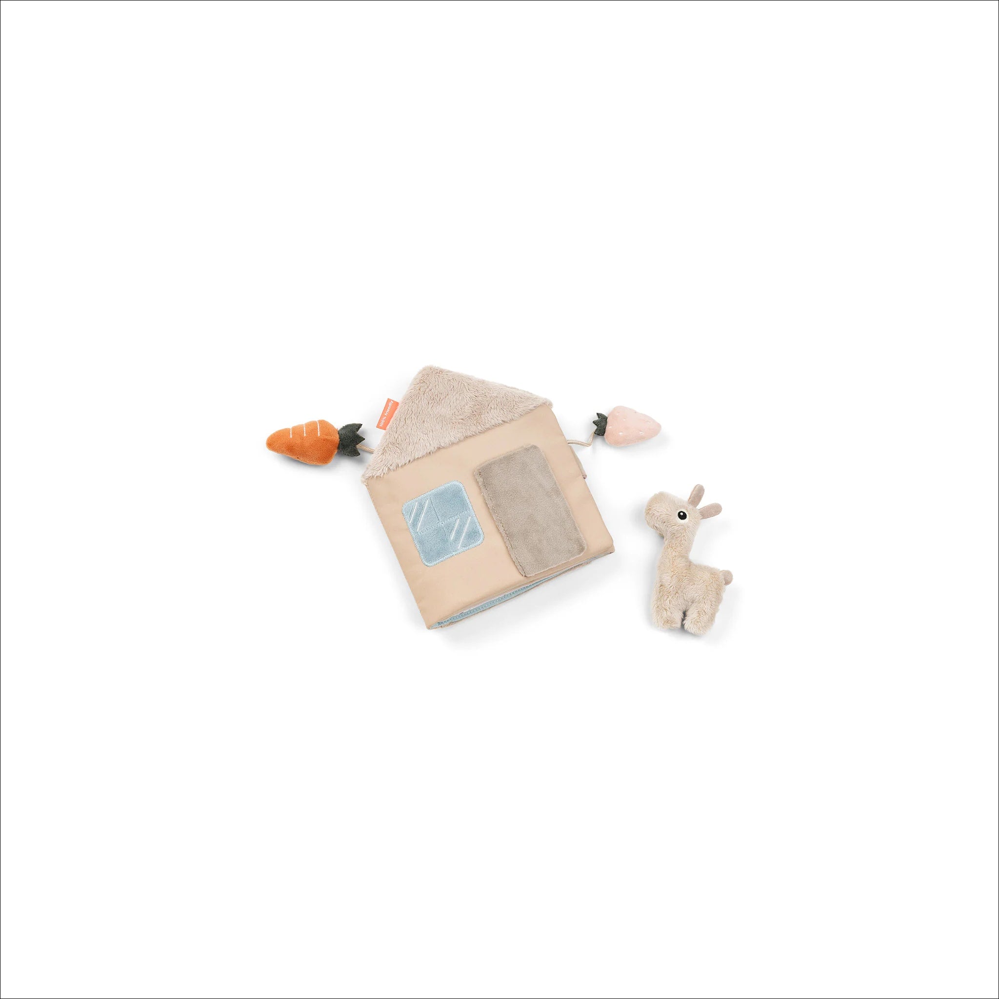 Done by Deer Lalee Soft Cloth Book for Babies - Crinkle Sensory Toy with Teether & Mirror, Perfect for Tummy Time, Early Learning & Travel (Sand Color)