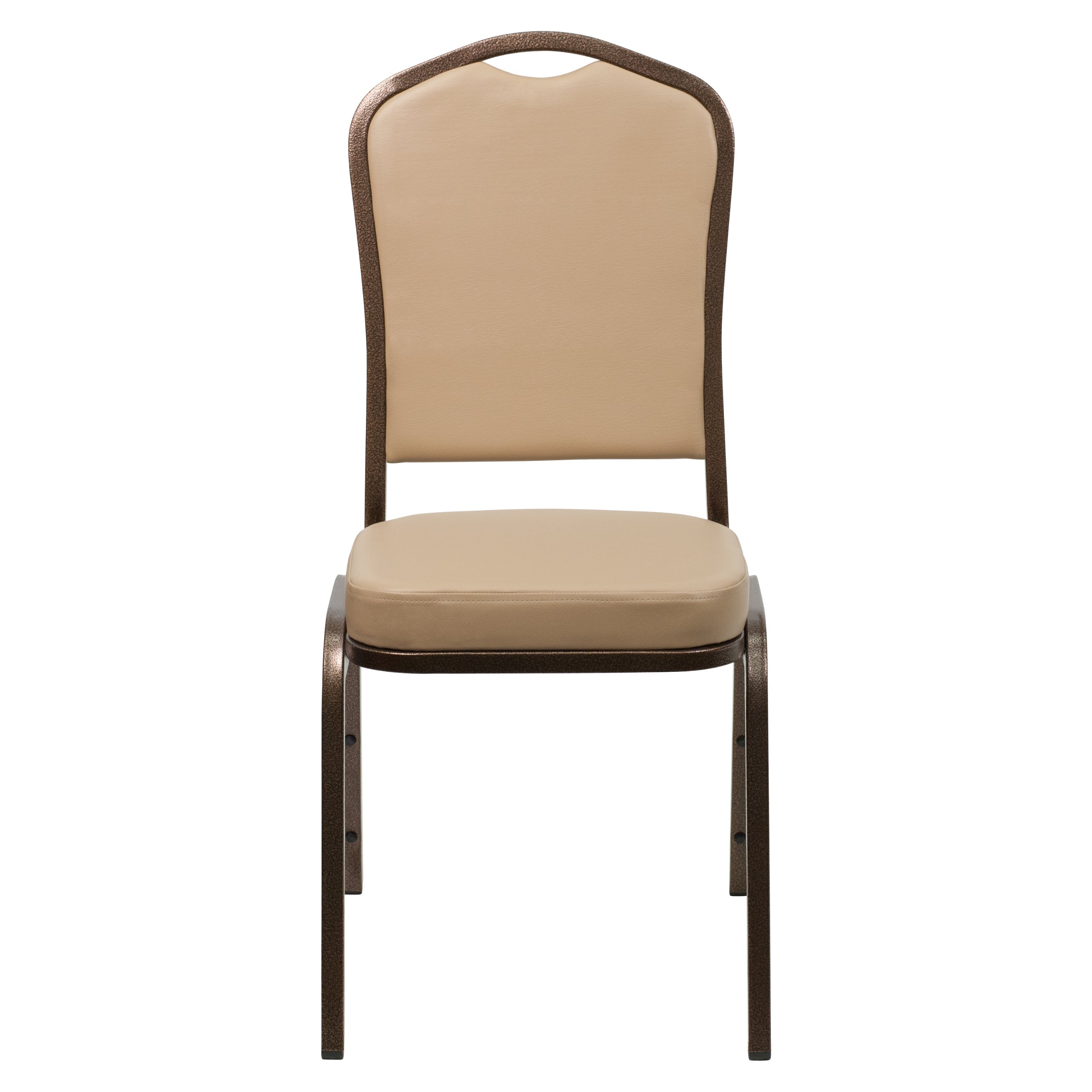 Emma & Oliver Tan Vinyl Crown Back Stacking Banquet Chair with Copper Vein Frame - Elegant Event Seating for Weddings, Parties & Banquets