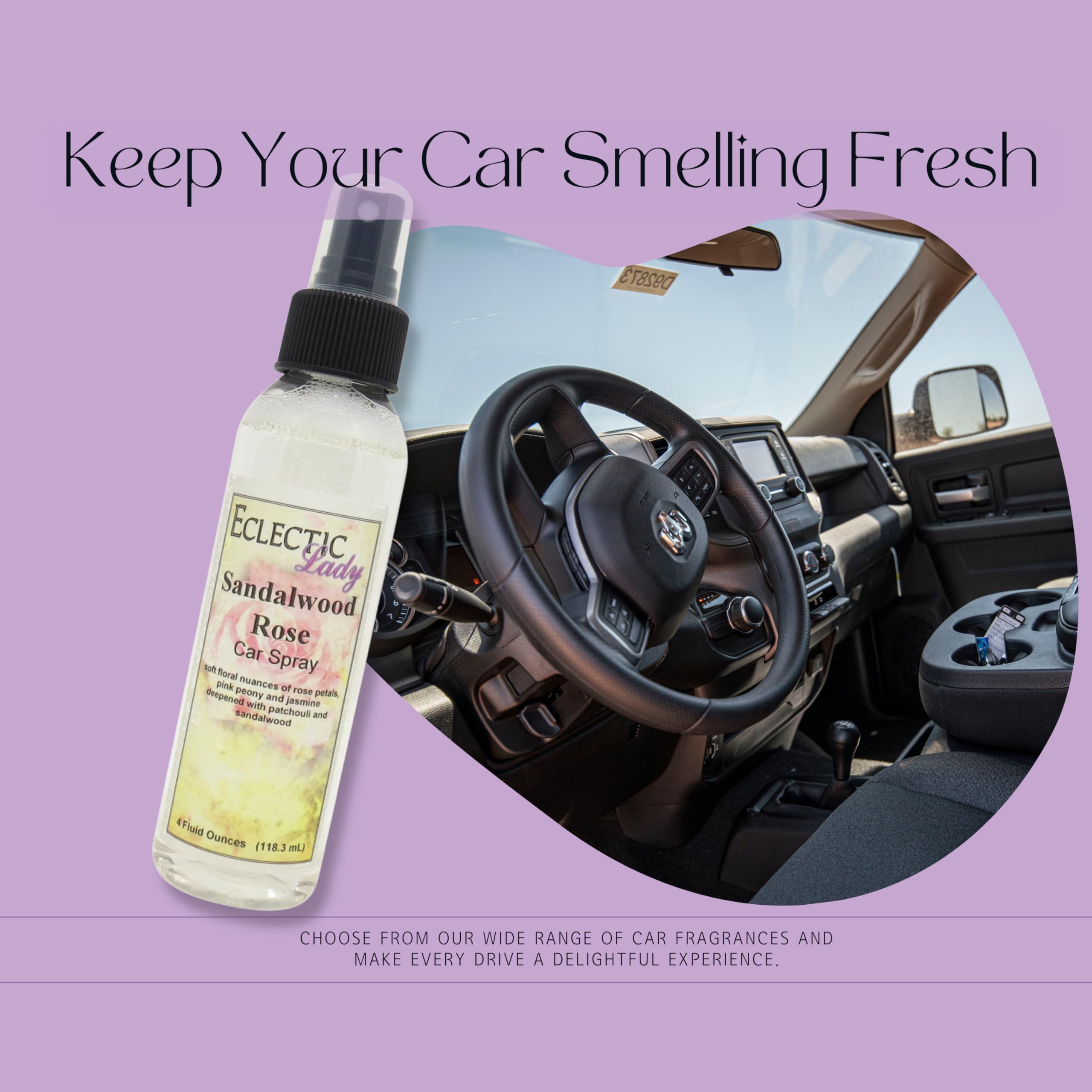 Premium Sandalwood Rose Car Air Freshener Spray - Double Strength, 16 oz - Long-Lasting Fragrance for Vehicles & Home Use