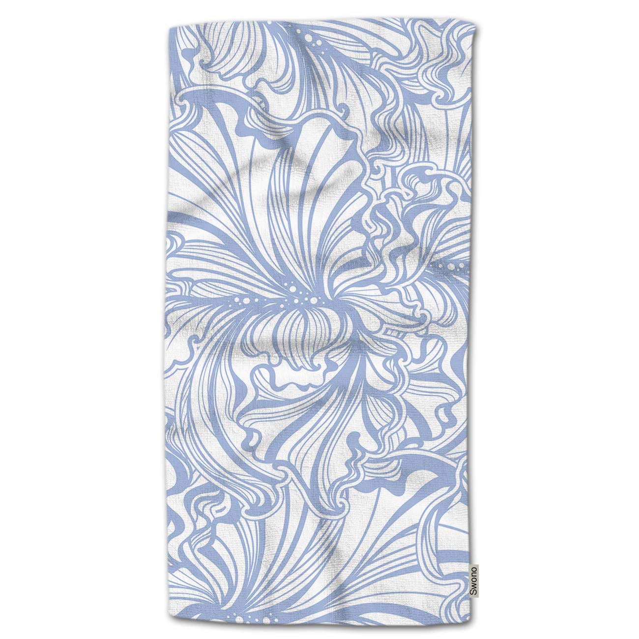 Swono Vintage Art Nouveau Flowers & Leaves Hand Towel - Soft Polyester Bath & Kitchen Towels (30x15 Inches) for Home, Gym, Spa, Hotel - Perfect for Bathroom Decor & Guest Hand Towels