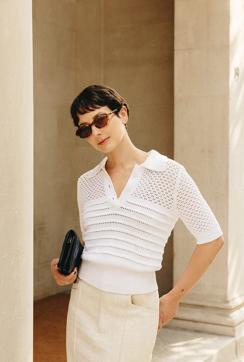 Soft & Comfortable Shea Cotton Blend Knit Top for Women - Breathable White T-Shirt - Perfect for Casual Wear, Layering & Everyday Outfits