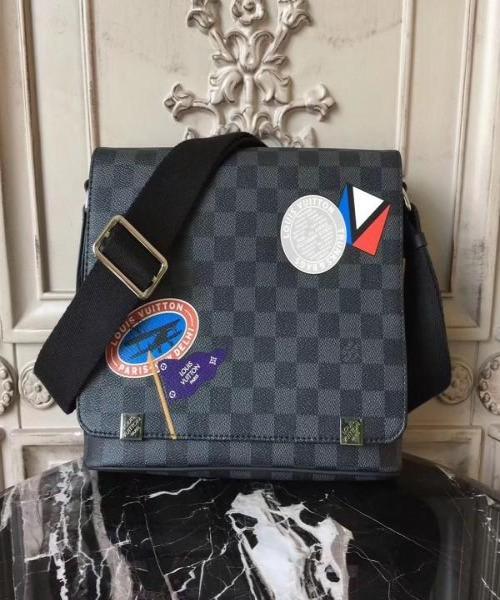 LV District PM Bag Damier Cobalt Canvas Crossbody Purse - Luxury Designer Handbag for Women, Perfect for Spring Summer Outfits & Travel Accessories