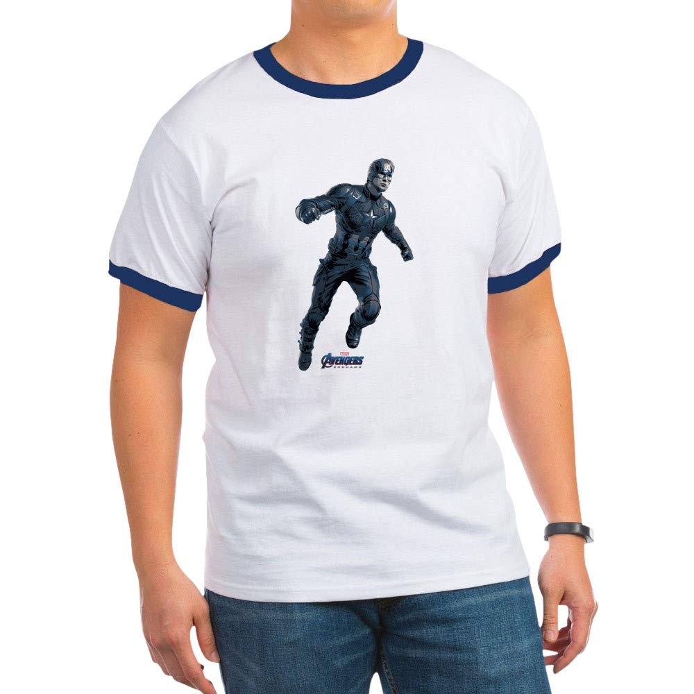 Captain America Ringer T-Shirt | Vintage Style Graphic Tee | Marvel Superhero Apparel for Men & Women | Perfect for Cosplay, Comic Con & Casual Wear