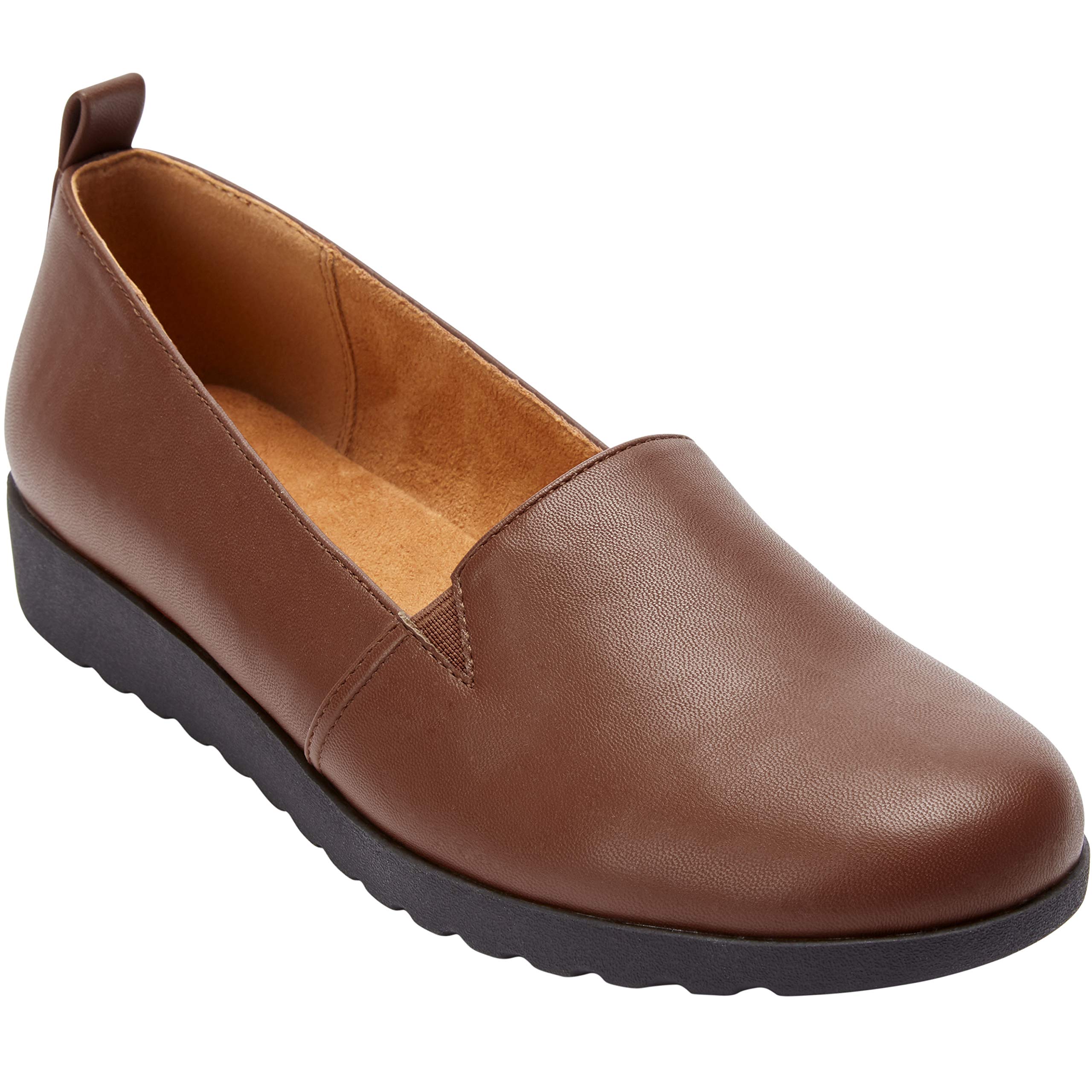 Comfortview Women's Wide Width The June Flat - Comfortable Slip-On Shoes for Work, Travel & Everyday Wear
