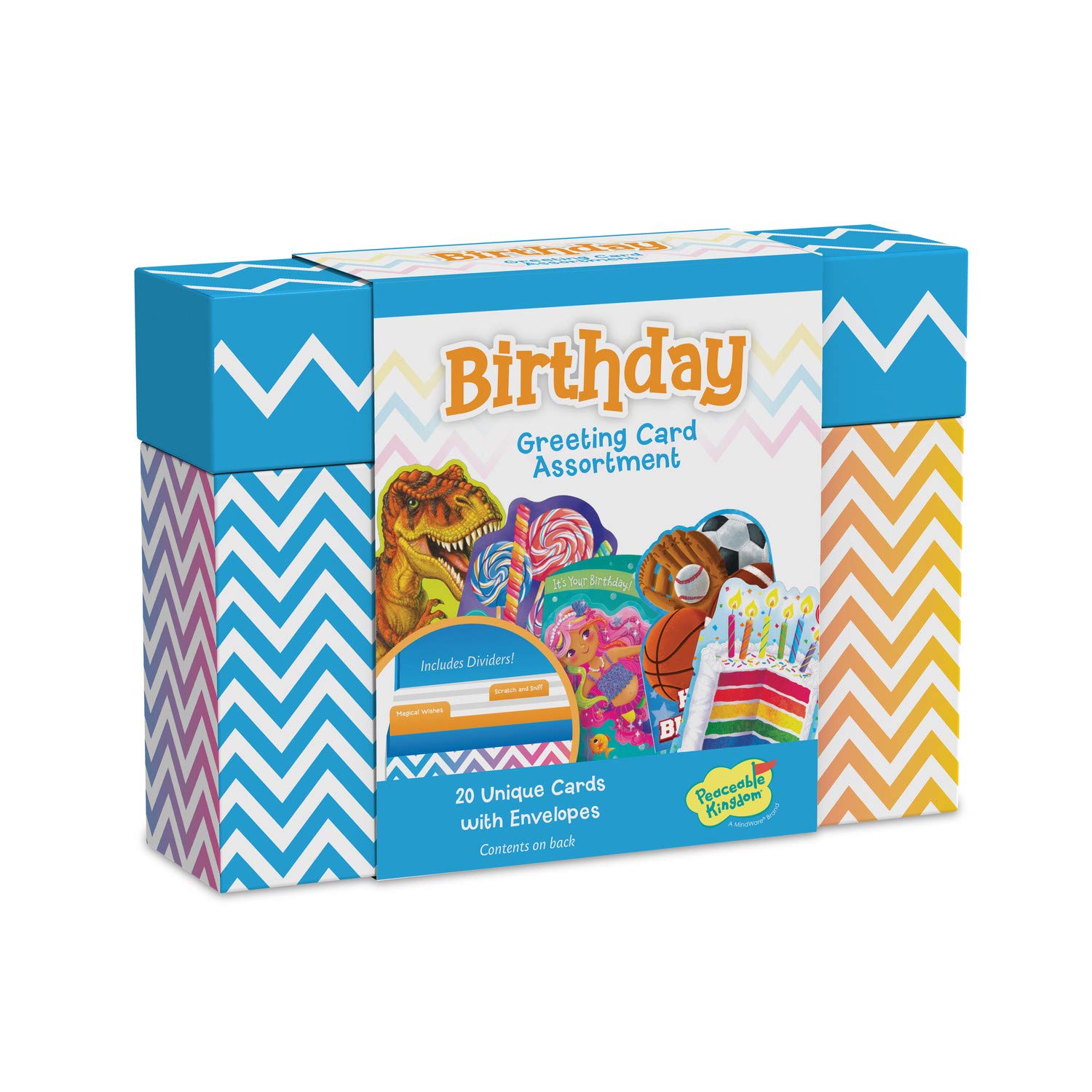 Peaceable Kingdom Birthday Card Assortment Box - 20 Greeting Cards with Envelopes & Storage Box - Perfect for Parties, Celebrations & Gifting
