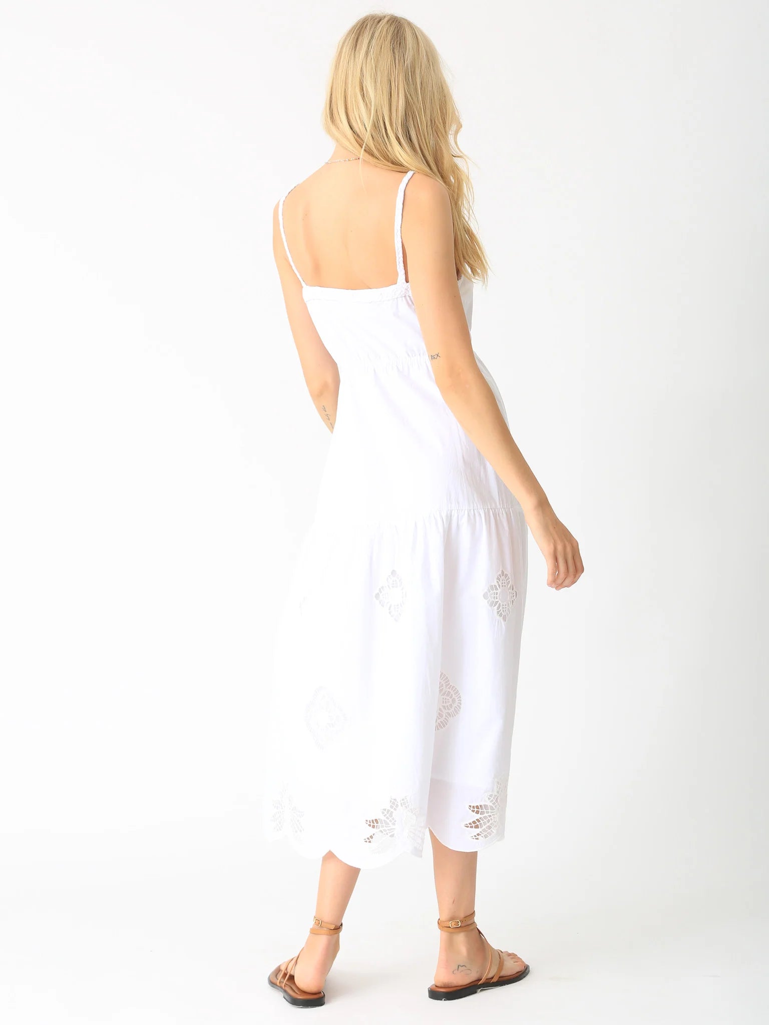 Electric & Rose Women's Vivian Midi Dress - Flowy A-Line Summer Dress in Cloud White | Perfect for Weddings, Parties & Casual Outings
