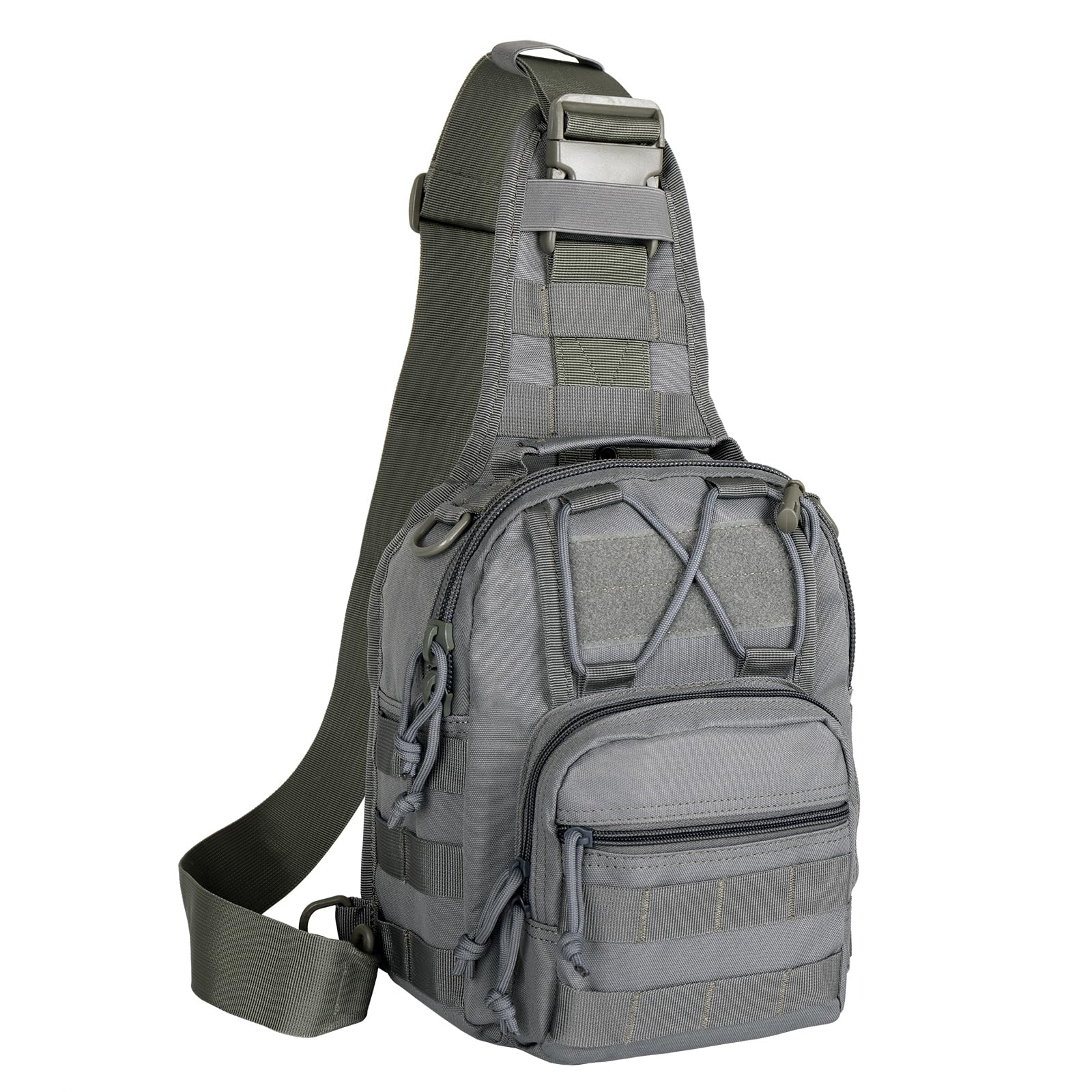 Tactical Backpack Waterproof Military Molle Sling Shoulder Bag - Durable Crossbody Chest Pack for Outdoor Hiking, Camping & Everyday Carry (Gray) - Perfect for Travel, Work Commute & Emergency Survival Gear
