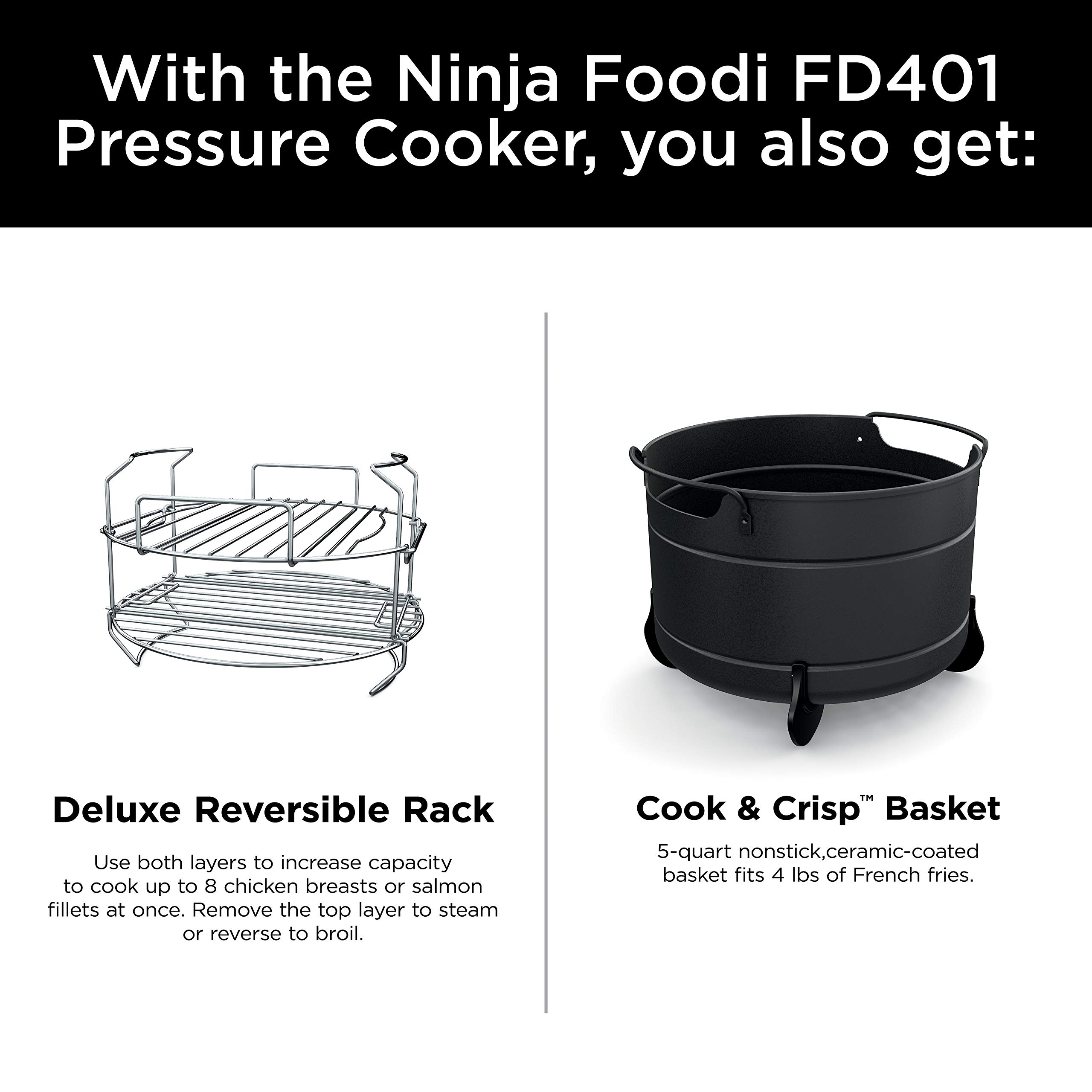 Ninja FD401 LP3 Foodi 12-in-1 Deluxe XL 8 qt. Pressure Cooker & Air Fryer | Steams, Slow Cooks, Sears, Sautés, Dehydrates | Includes 5 qt. Crisper Basket, Reversible Rack & Recipe Book | Silver | Perfect for Family Dinners, Meal Prep & Healthy Cooking