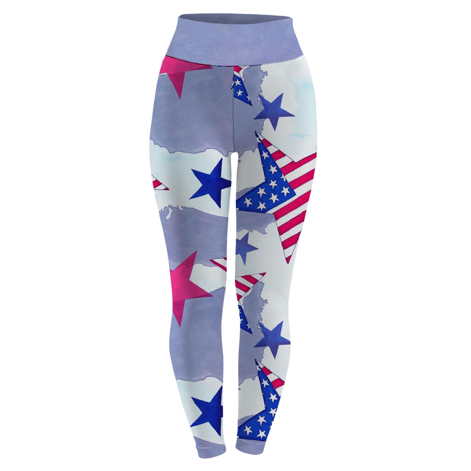 HGps8w Women's High Waist Leggings - Star Stripes Printed Tummy Control Workout Pants for Running, Yoga & Gym | Stretchy Athletic Tights for Fitness & Casual Wear