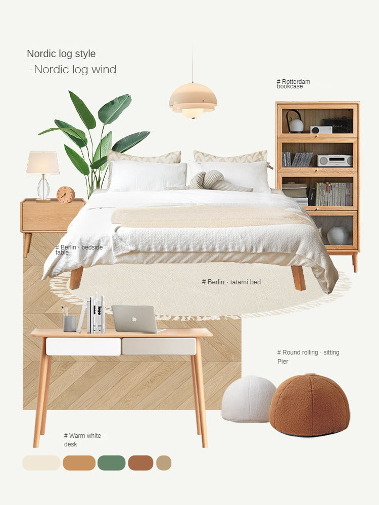 Solid Oak Wood Nightstand with Built-in USB Outlet - Perfect for Bedroom, Living Room, or Office Use