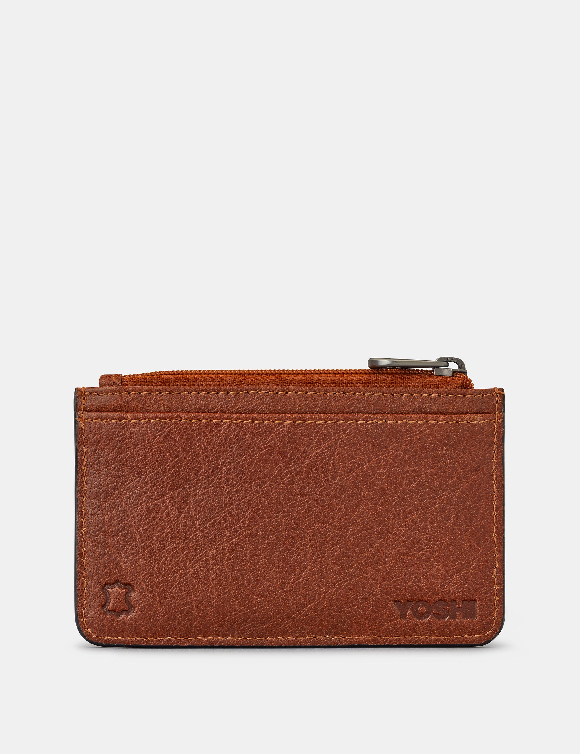 Premium Zip Top Brown Leather Card Holder - RFID Blocking Wallet for Men & Women - Perfect for Travel, Business & Everyday Use