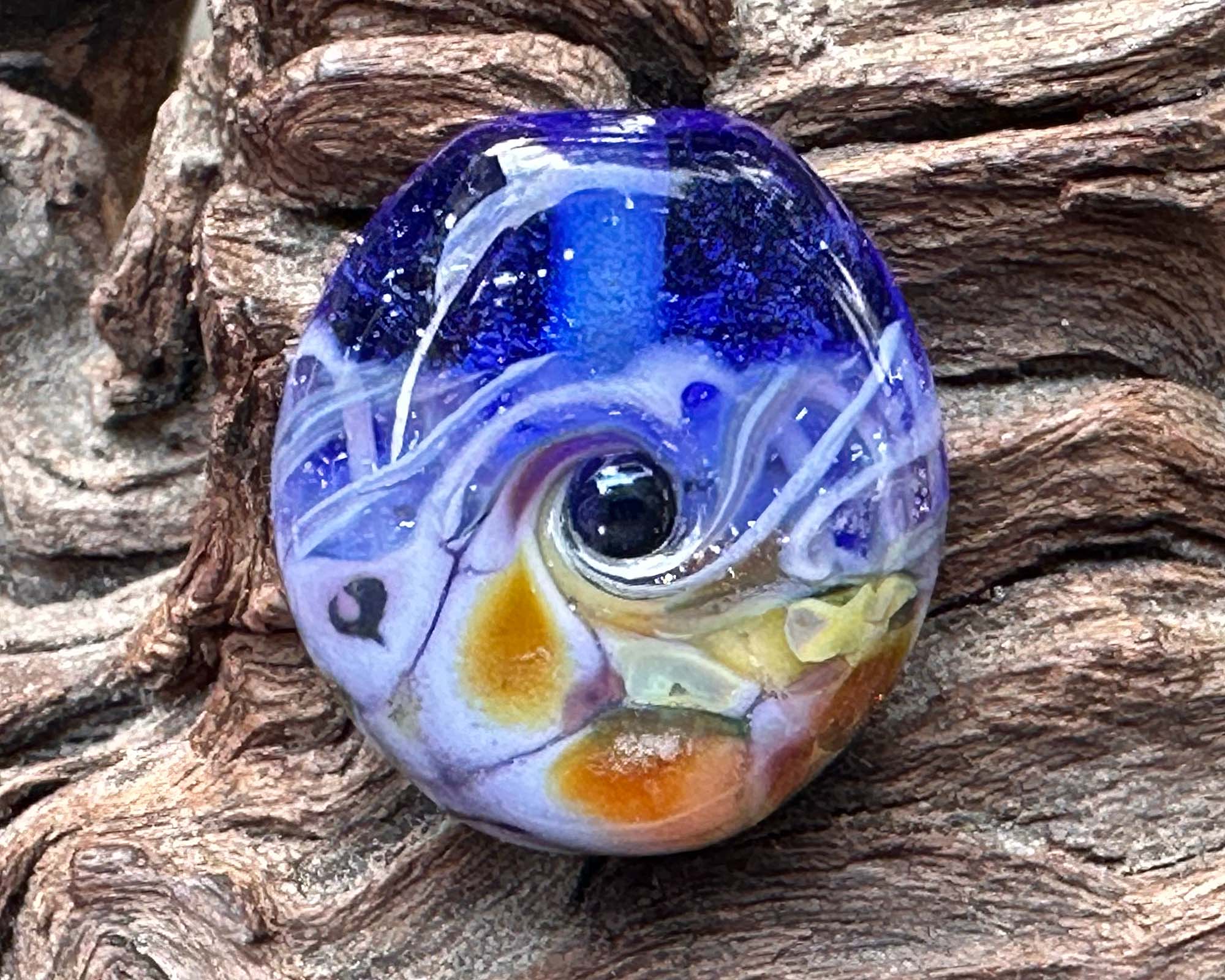 Handmade Mini Blue Mosaic Lampwork Glass Focal Bead - SRA Certified for Jewelry Making, DIY Crafts & Beading Projects - Perfect for Necklaces, Bracelets and Home Decor