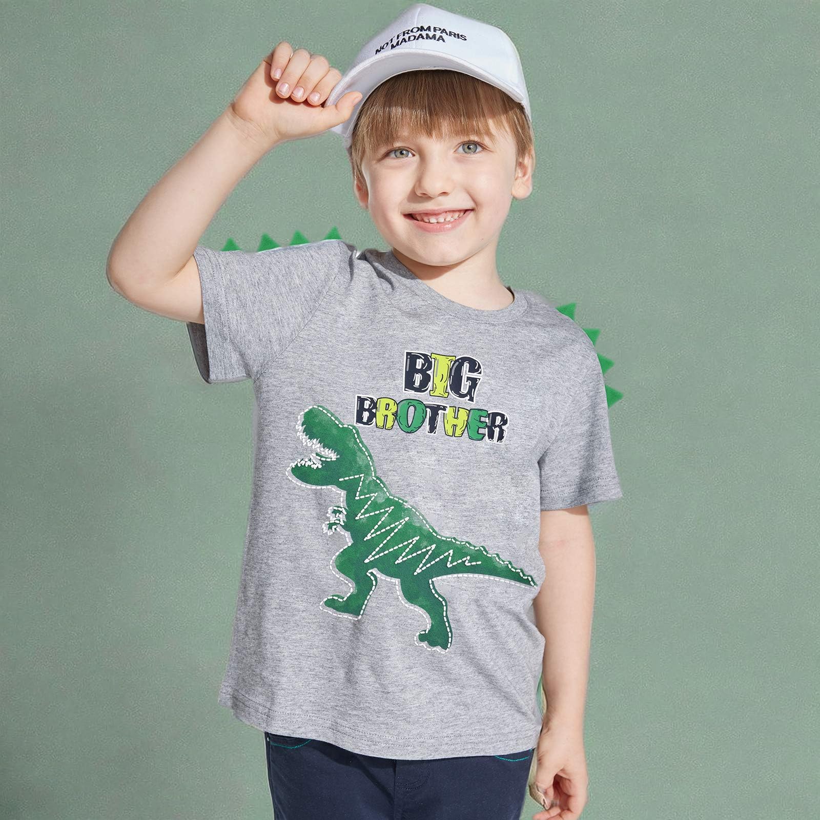 Dinosaur Big Brother Announcement T-Shirt - Cute Sibling Outfits for Toddler Boys | Gender Reveal, New Baby Announcement, Family Matching Outfits