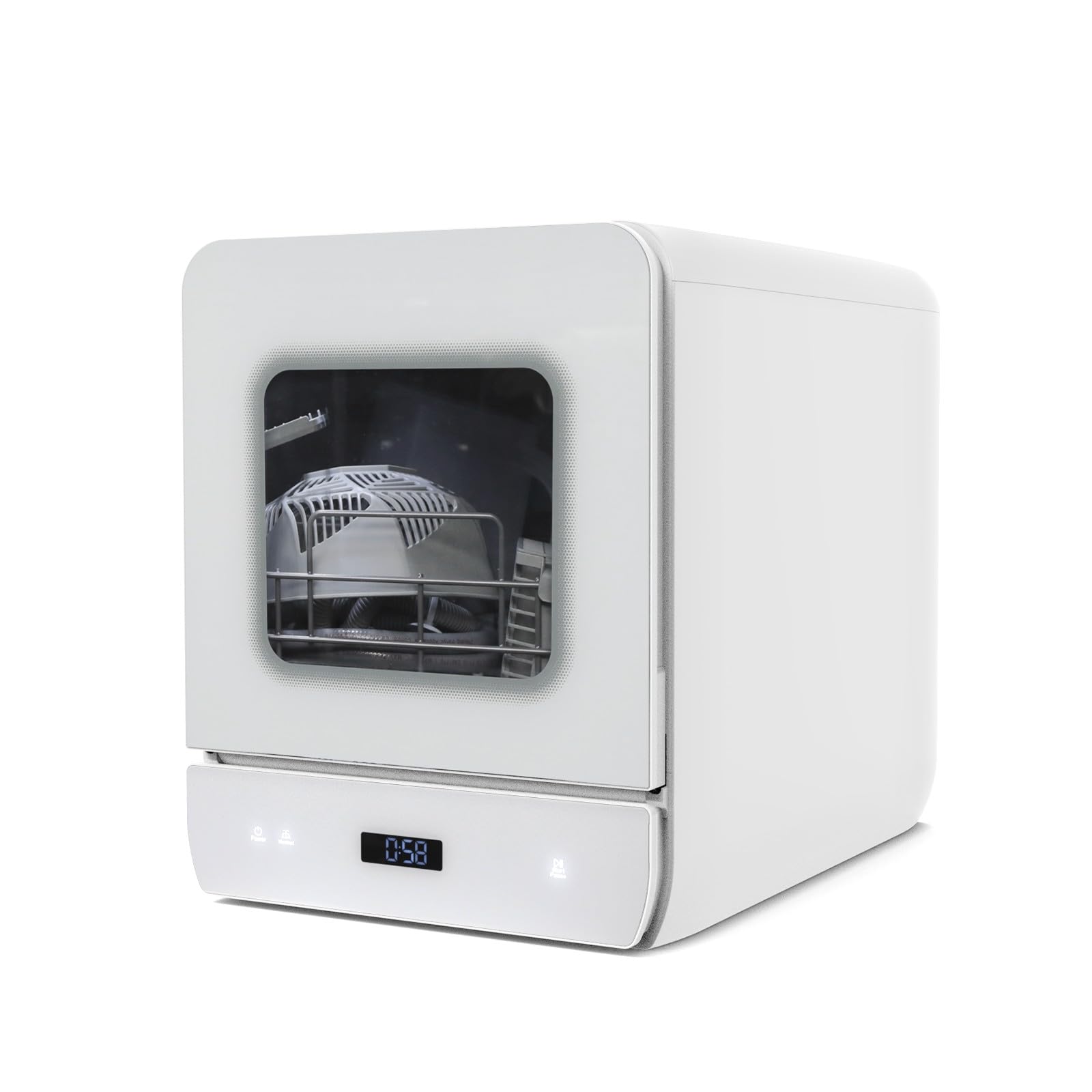 Portable Countertop Dishwasher with 6+4 Wash Programs | Built-in 5L Water Tank | Dual Water Supply Modes | Touch Control & LED Display | Drying Cycle & Fruit Wash Function | Perfect for Apartments, RVs, Dorms & Small Kitchens