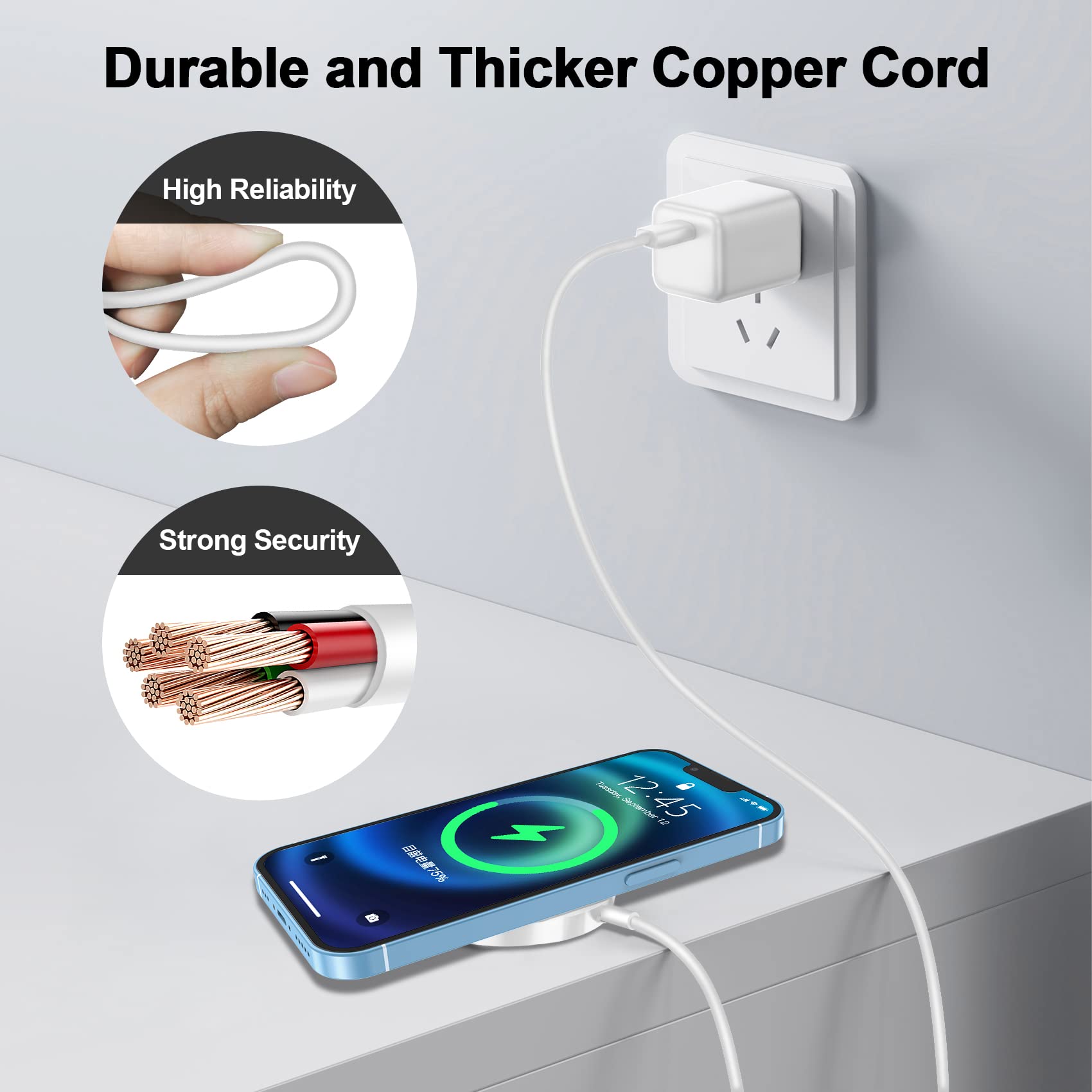 15W Fast Magnetic Wireless Charger Compatible with MagSafe - Qi Certified Charging Pad for iPhone 15/14/13/12 Series (15 Pro Max/Plus/Pro) - Perfect for Home, Office & Car Use (Adapter Not Included)
