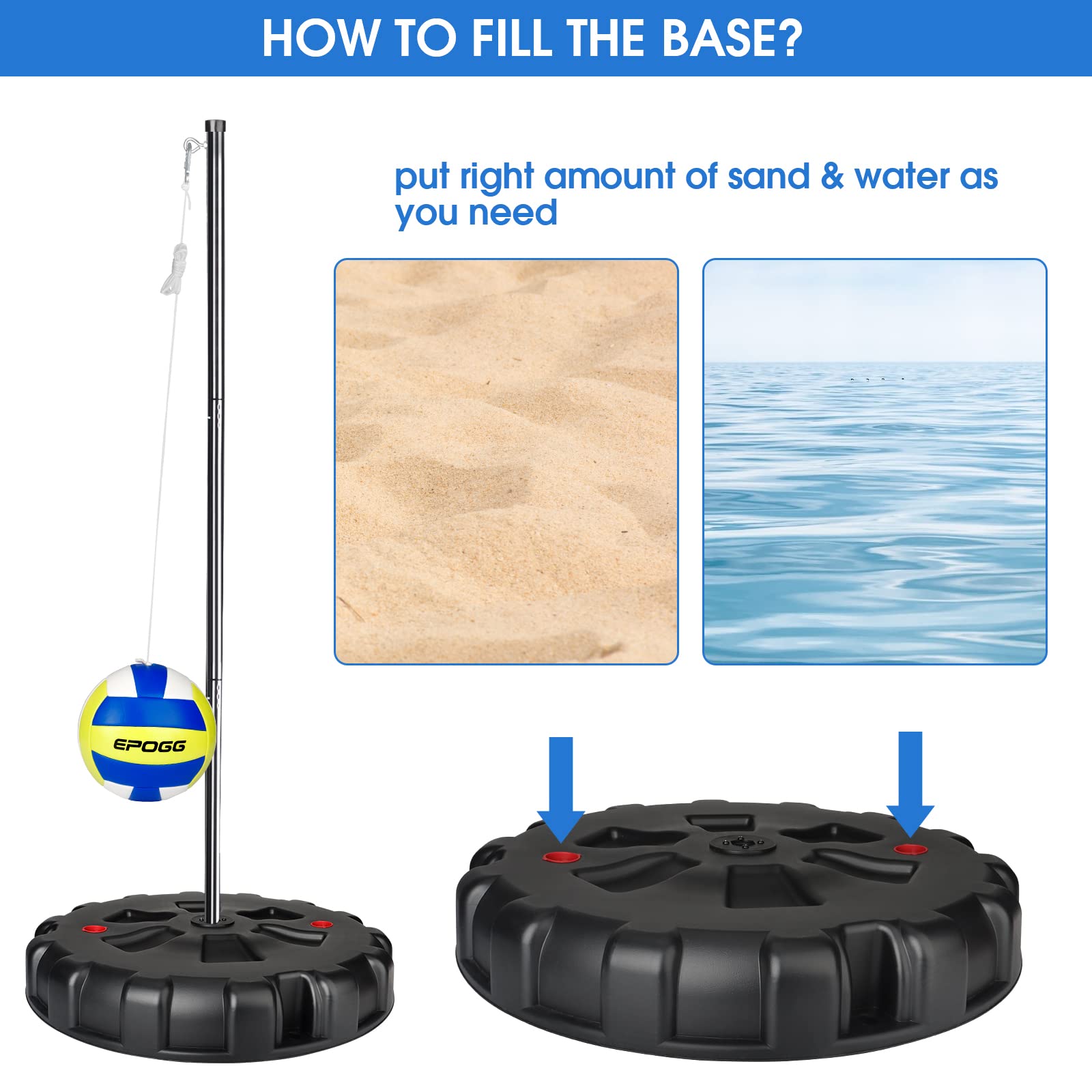 Premium Tetherball Set with Ball, Rope, Pump & Stakes - Heavy Duty Portable Outdoor Game for Backyard, Lawn, Beach & Park - Fun Family Activity for Kids & Adults - Perfect for Summer Parties, Picnics & School Playgrounds
