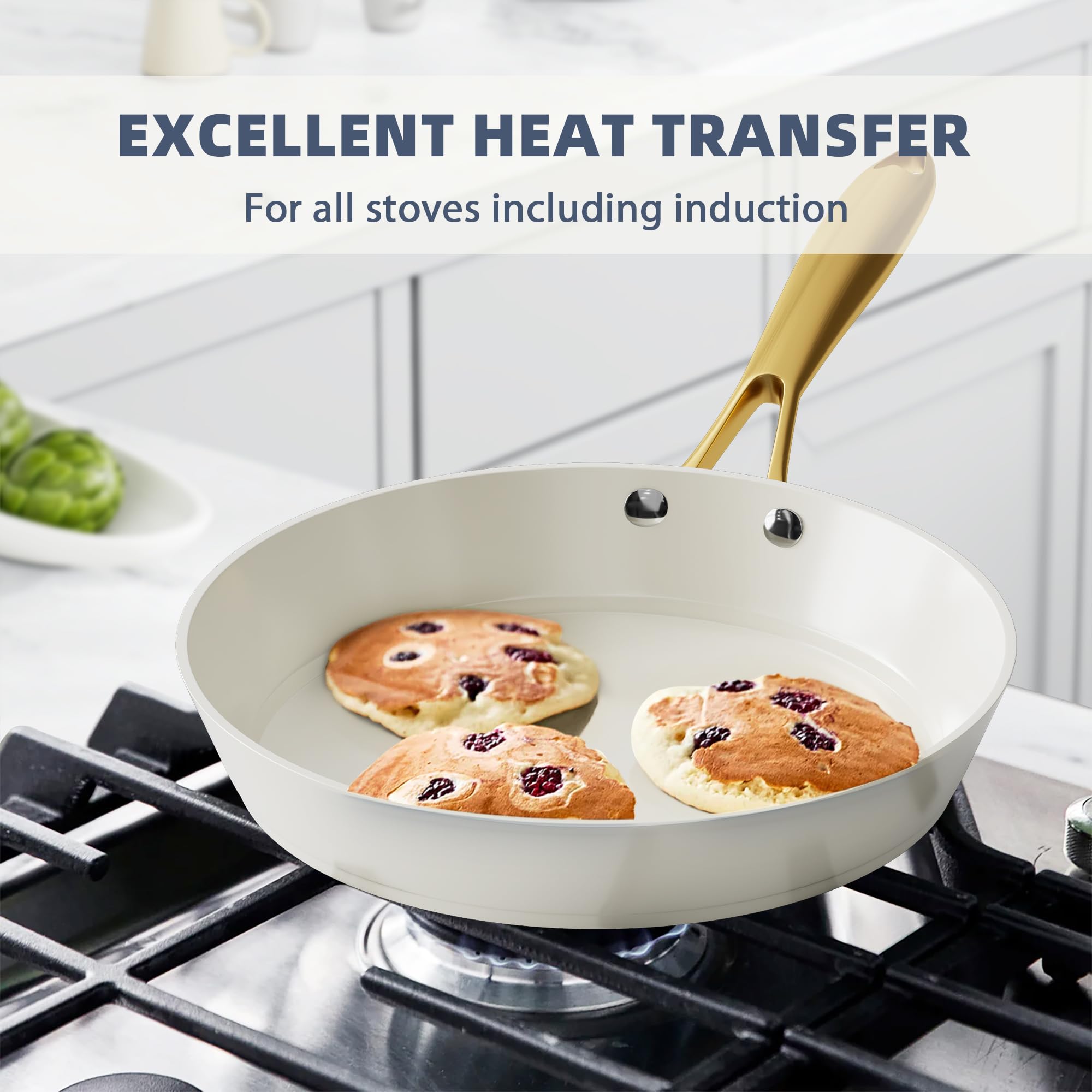 Premium Non-Stick Ceramic Cookware Set - VONIKI 12-Piece Pots and Pans Set with Cooking Utensils, Dutch Oven, Saucepan & Frying Pan | Non-Toxic, PFOA-Free Kitchen Essentials for Home Cooking, Baking & Gift Giving