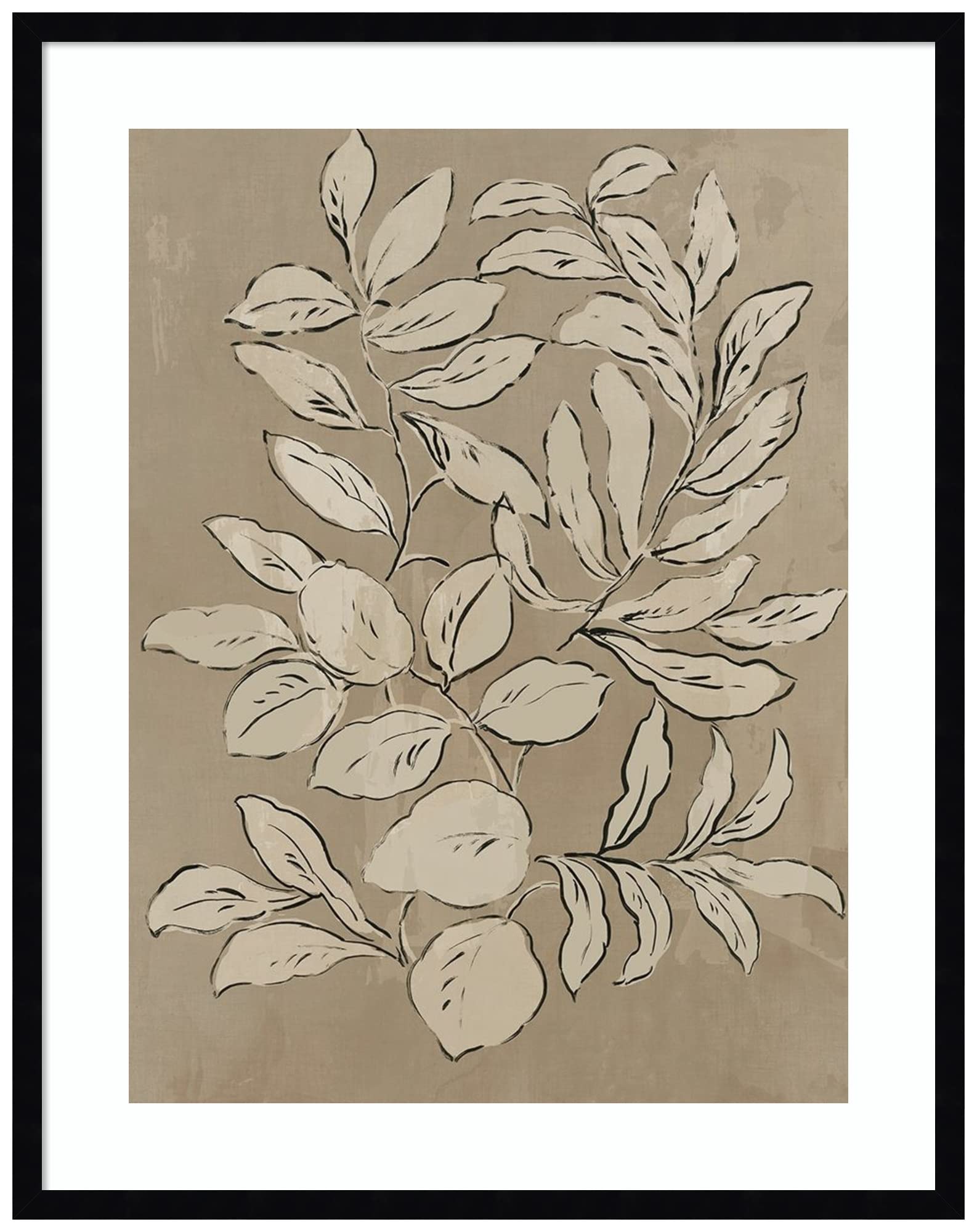 Amanti Art Framed Wall Decor - 33x26 Leaves Sketches II Nature Print by Asia Jensen | Modern Contemporary Botanical Artwork for Living Room, Bedroom, Office | Perfect for Home & Office Decoration