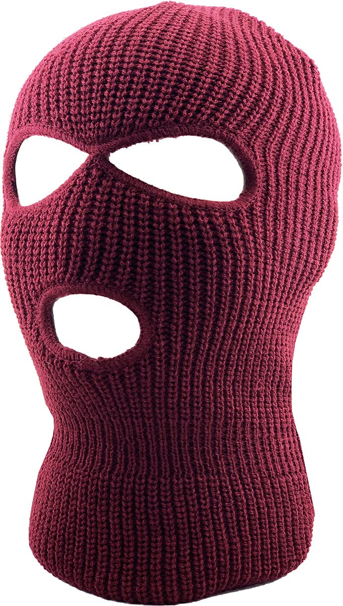 Warm Knit Ski Mask Balaclava - 3 Hole Full Face Cover for Adults - Winter Hat for Skiing, Snowboarding & Outdoor Activities