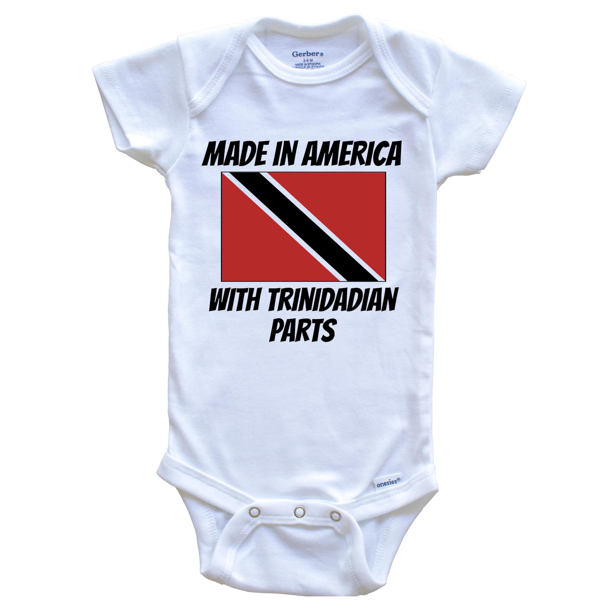 Funny Trinidad and Tobago Flag One-Piece Baby Bodysuit - Made in USA with Authentic Trinidadian Materials | Perfect for Cultural Celebrations, Family Photos & Caribbean Pride Outfits