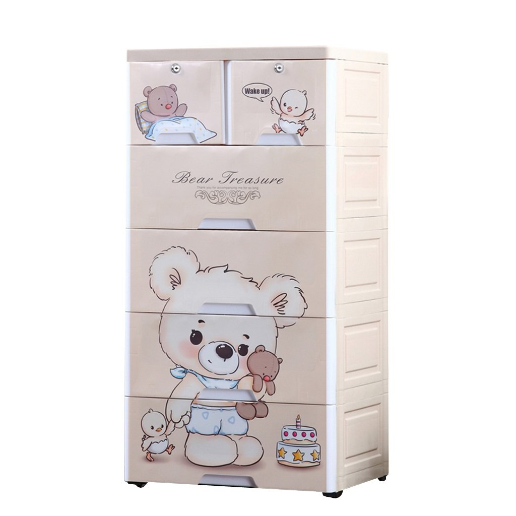 LUYIYI 5-Drawer Plastic Storage Cabinet for Baby & Kids - Nursery, Bedroom Organizer, Toy & Clothes Storage (Color A) - Perfect for Small Spaces & Kids' Room Organization