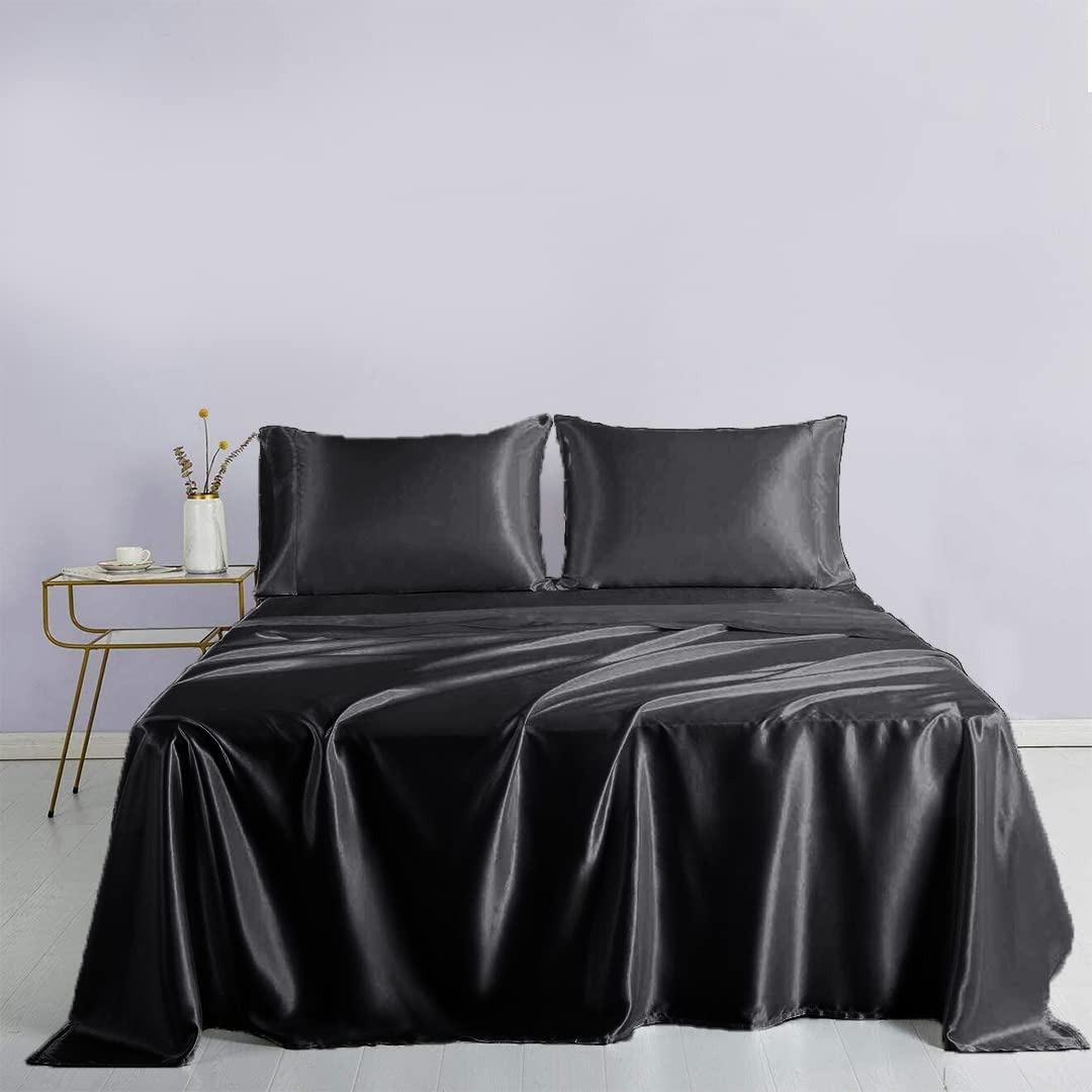 Luxury 6-Piece Silk Satin Bed Sheet Set with 19