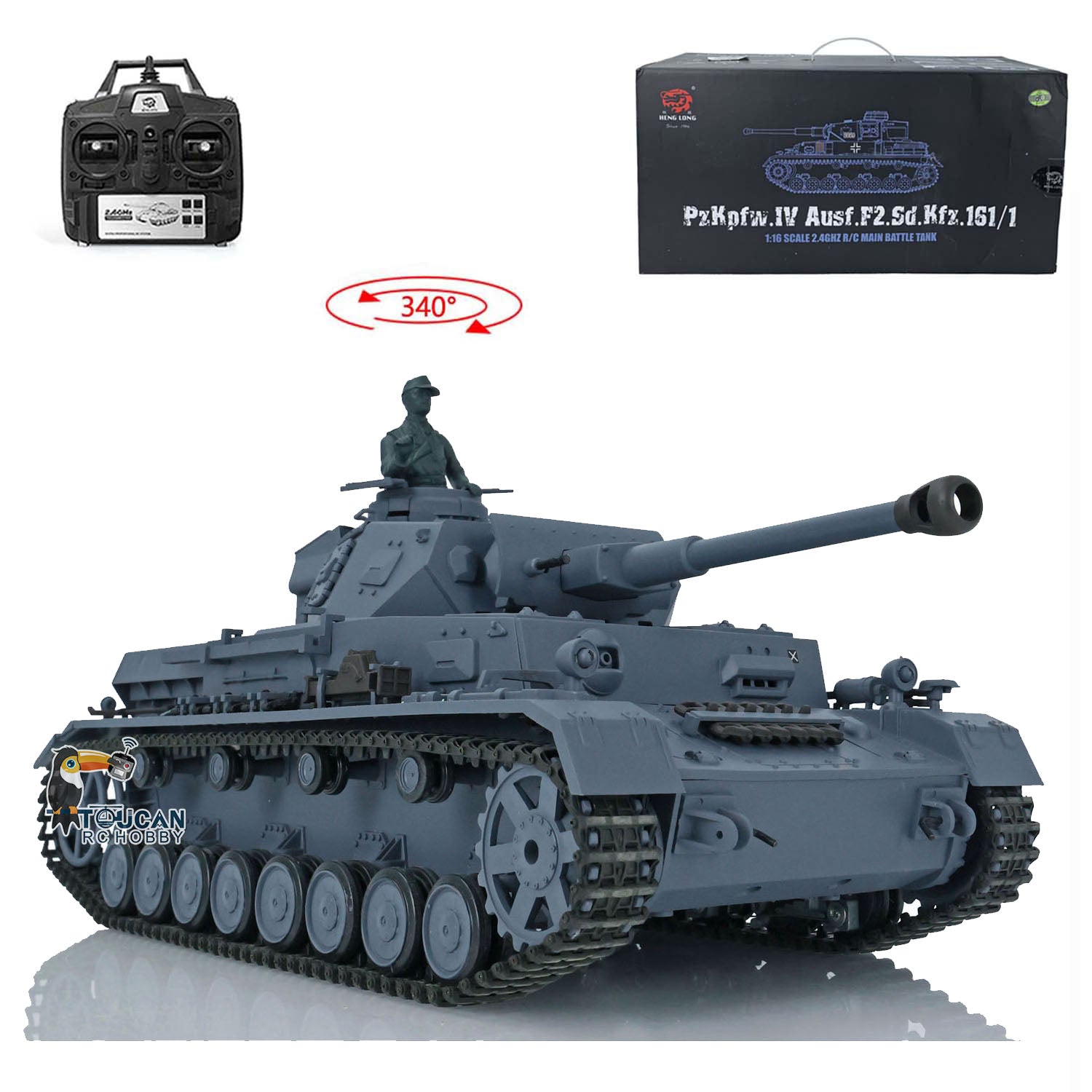 2.4G Henglong 1/16 Scale RC Tank 3859 - German Panzer IV F2 Ready-to-Run Plastic Model with Smoke Generator, BB Shooting, Road Wheels & Tracks - Perfect for Military Enthusiasts, Collectors and RC Battle Games