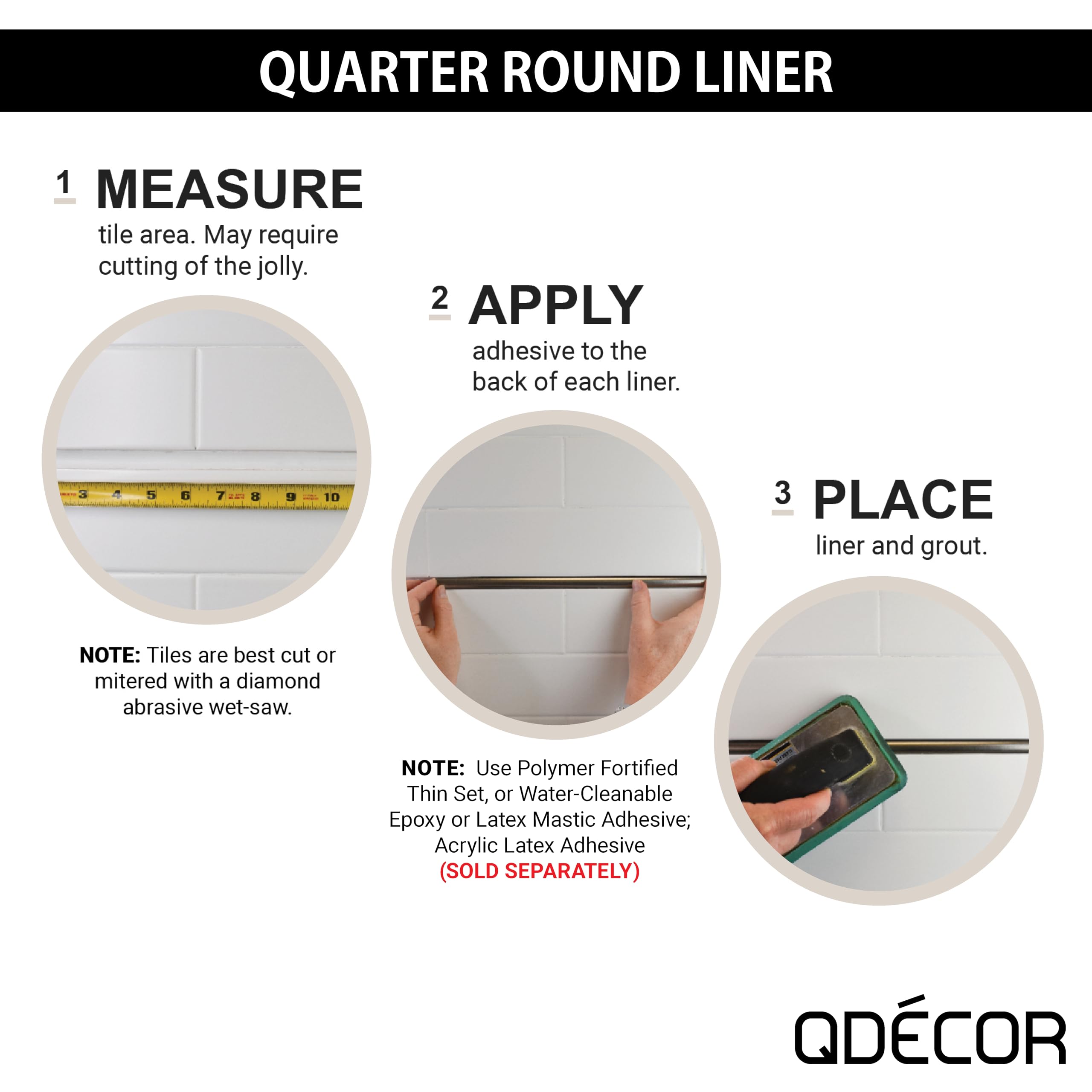 Questech Decor 1/2 x 12 Inch White Matte Quarter Round Tile Trim - 12 Pack | Corner Shower Tile Edge Trim & Jolly Tile Liner Cap for Kitchen Backsplash, Bathroom Shower & Wall Protection | Perfect for DIY Home Renovation & Waterproof Edge Finishing