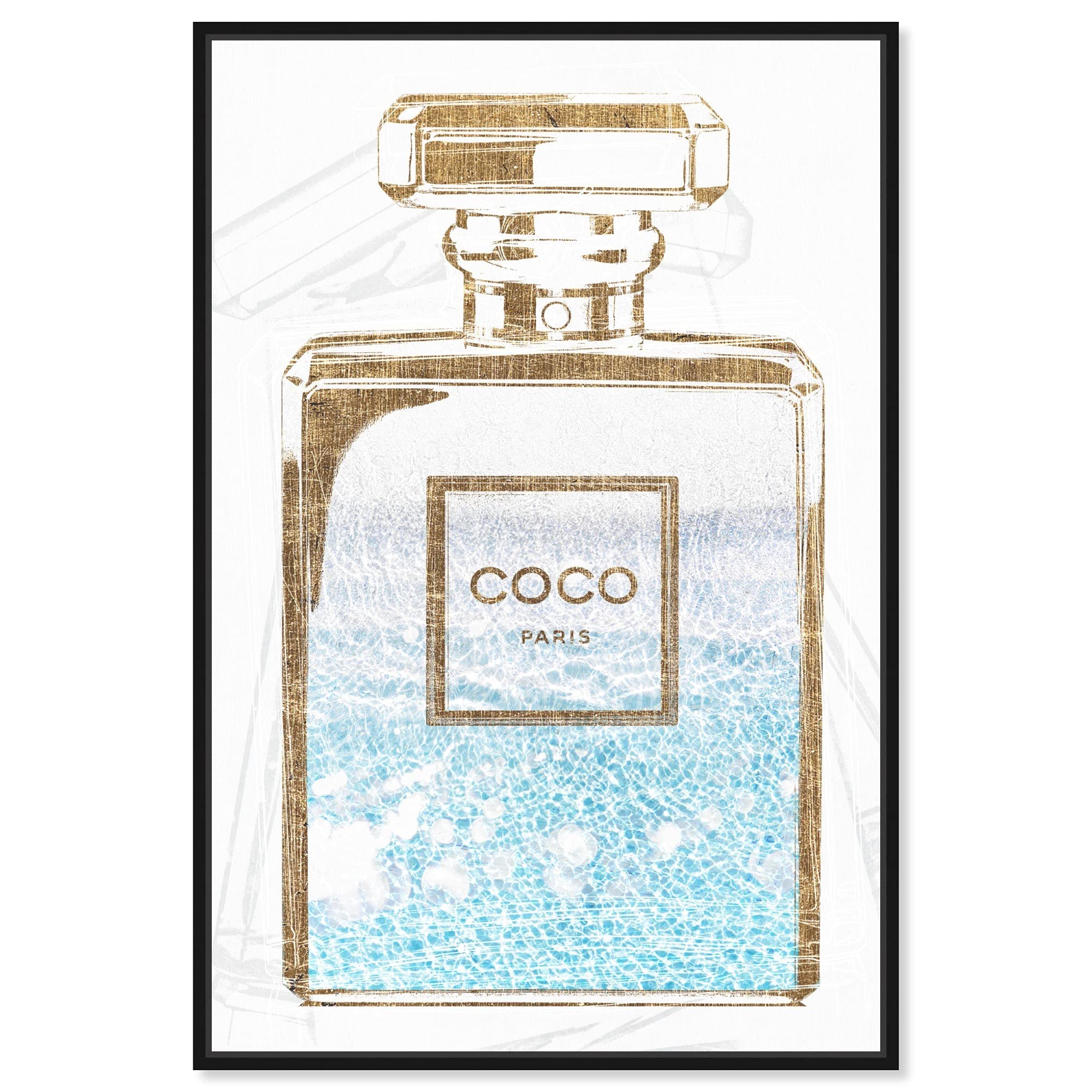 Oliver Gal Artist Co. Fashion & Glam Wall Art Canvas Print - Perfume Water Love Light Home Decor - 30x45 Inches Black Framed Artwork for Living Room, Bedroom & Office Decor