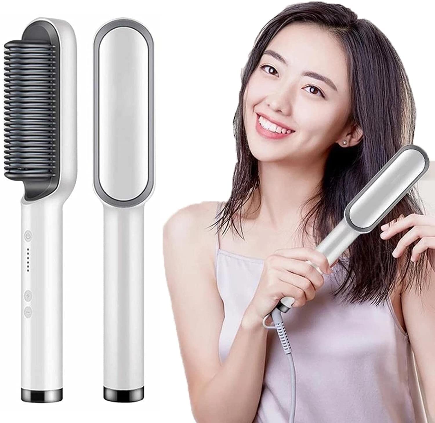 VYAPTI Hair Straightener Comb for Women & Men - PTC Heating Electric Styler with 5 Temperature Settings | Professional Straightening Brush for Smooth & Shiny Hair | Perfect for Home, Salon & Travel Use