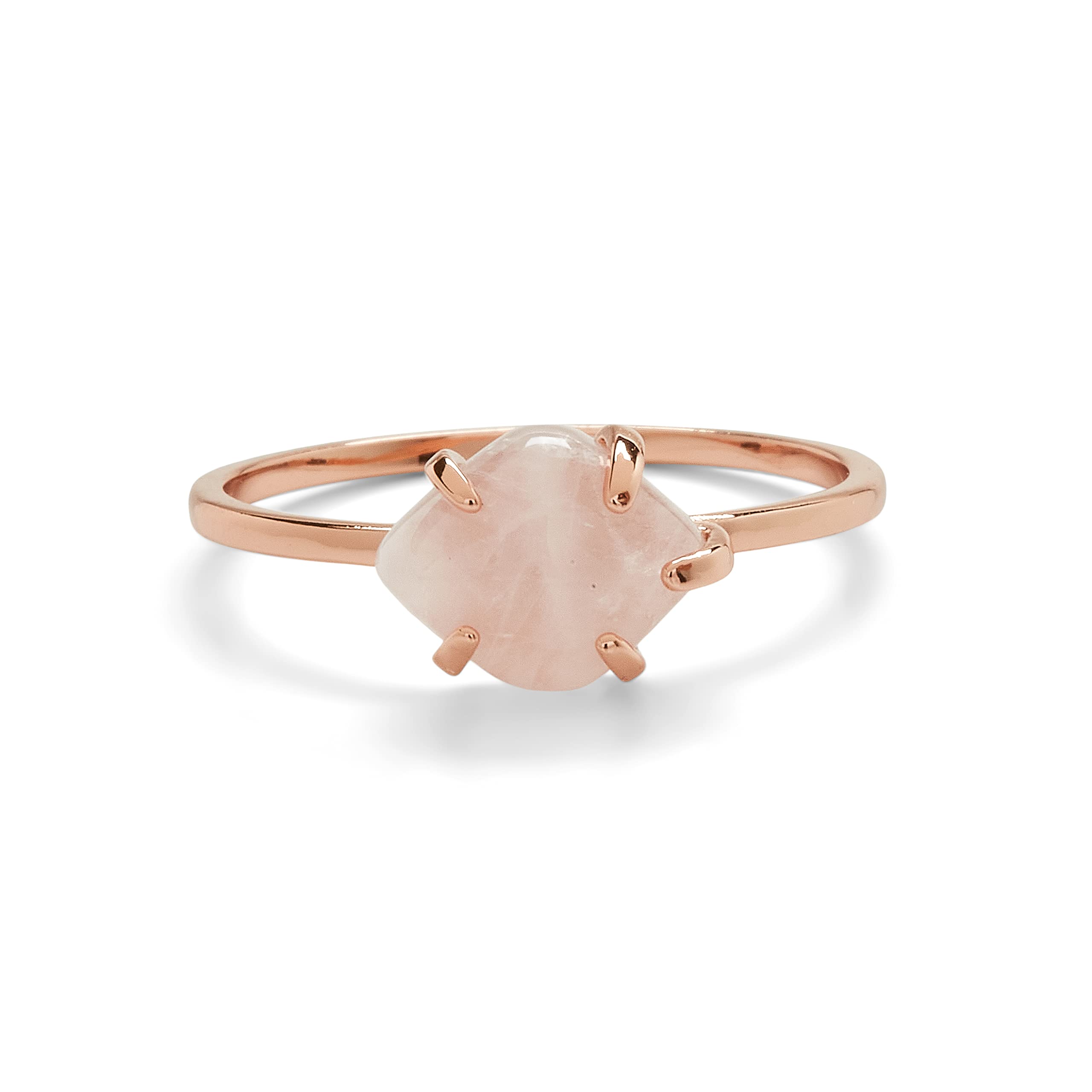 Pura Vida Rose Gold & Silver Plated Crystal Cove Ring with Rose Quartz or Amethyst Gemstone - Brass Base, Rhodium Finish, Adjustable Size 5-9 - Perfect for Gifts, Weddings & Everyday Boho Jewelry