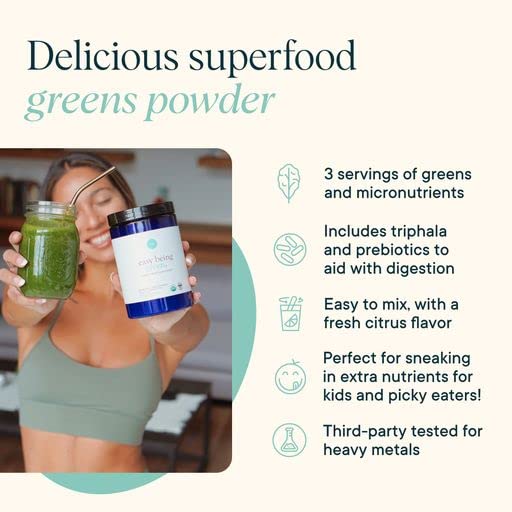 Ora Organic Greens Powder - Vegan, Gluten-Free Superfood Supplement for Energy, Detox & Immunity | Antioxidant-Rich with 20+ Organic Greens & Adaptogens | Citrus Flavor, 30 Servings | Perfect for Post-Workout Recovery & Daily Wellness Boost