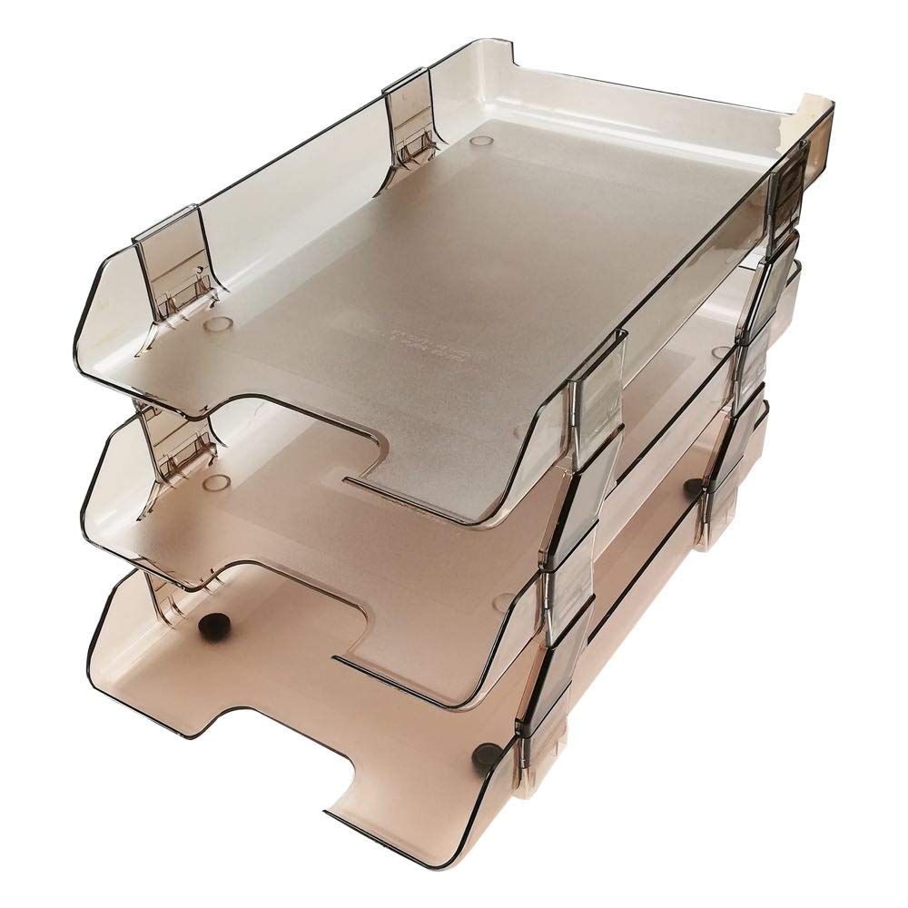 3-Tier Desk Organizer Tray - Stackable Office File Holder for Paper, Mail & Documents - Perfect for Home, Office & Workspace Organization