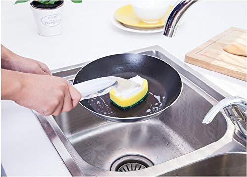 Wishbone Sink Dish Soap Dispensing Scrub Brush - Kitchen Cleaning Wand for Oil Stains & Grease | Perfect for Pots, Pans & Dishes