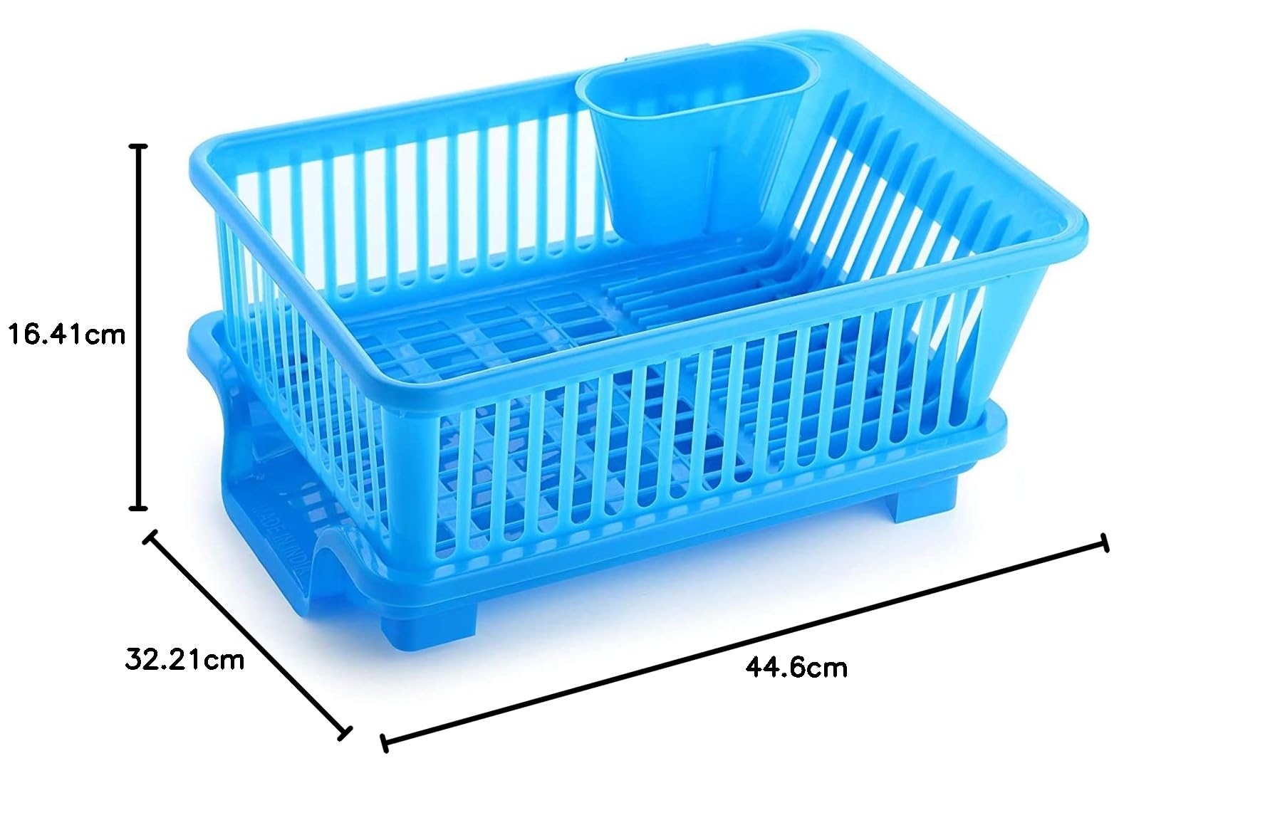 Clazkit 3-in-1 Large Plastic Kitchen Sink Dish Rack with Drainer & Drying Tray - Space Saving Dish Organizer for Utensils, Cutlery & Kitchen Tools - Perfect for Small Kitchens, Apartments & RVs (Color May Vary)