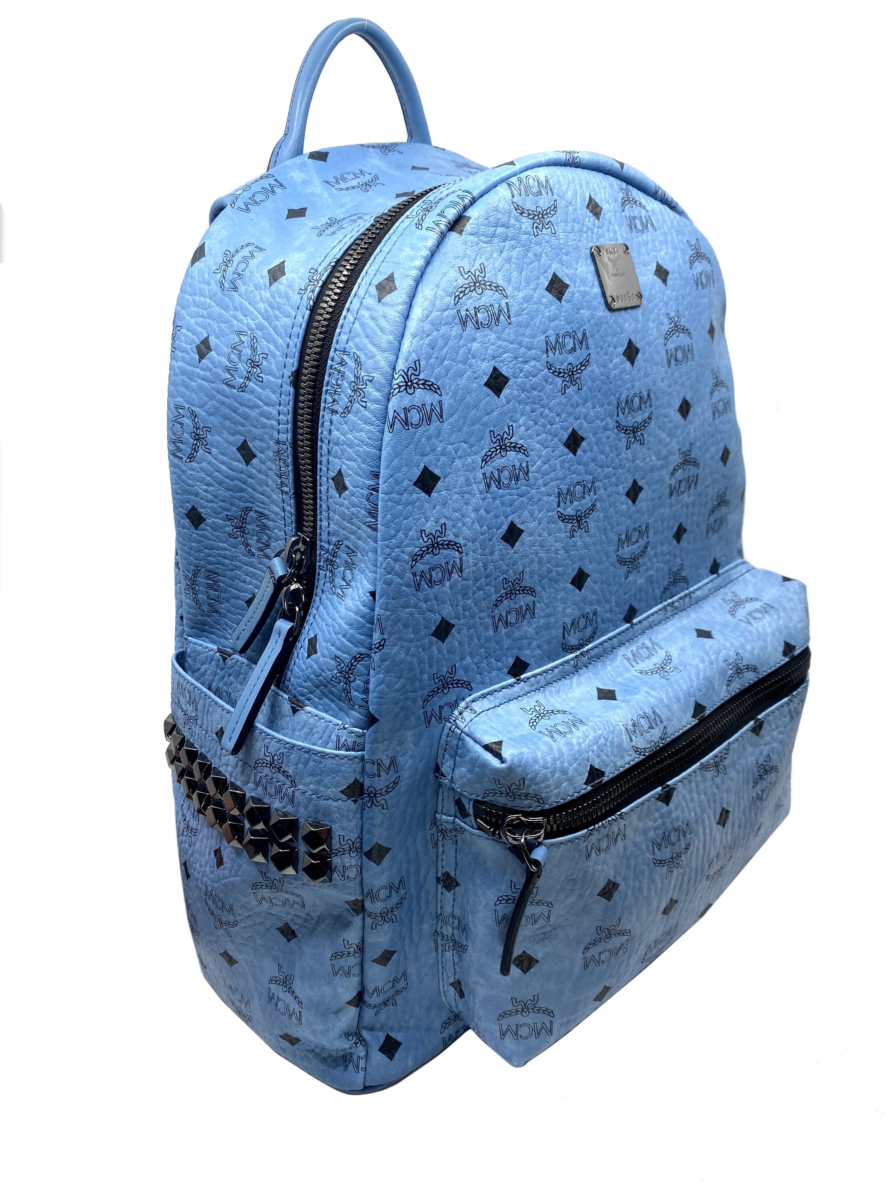 MCM Monogram Visetos Stark Large Backpack for Women & Men - Stylish Designer Laptop Backpack for Work, Travel & College - Durable Leather Shoulder Bag with Spacious Compartment