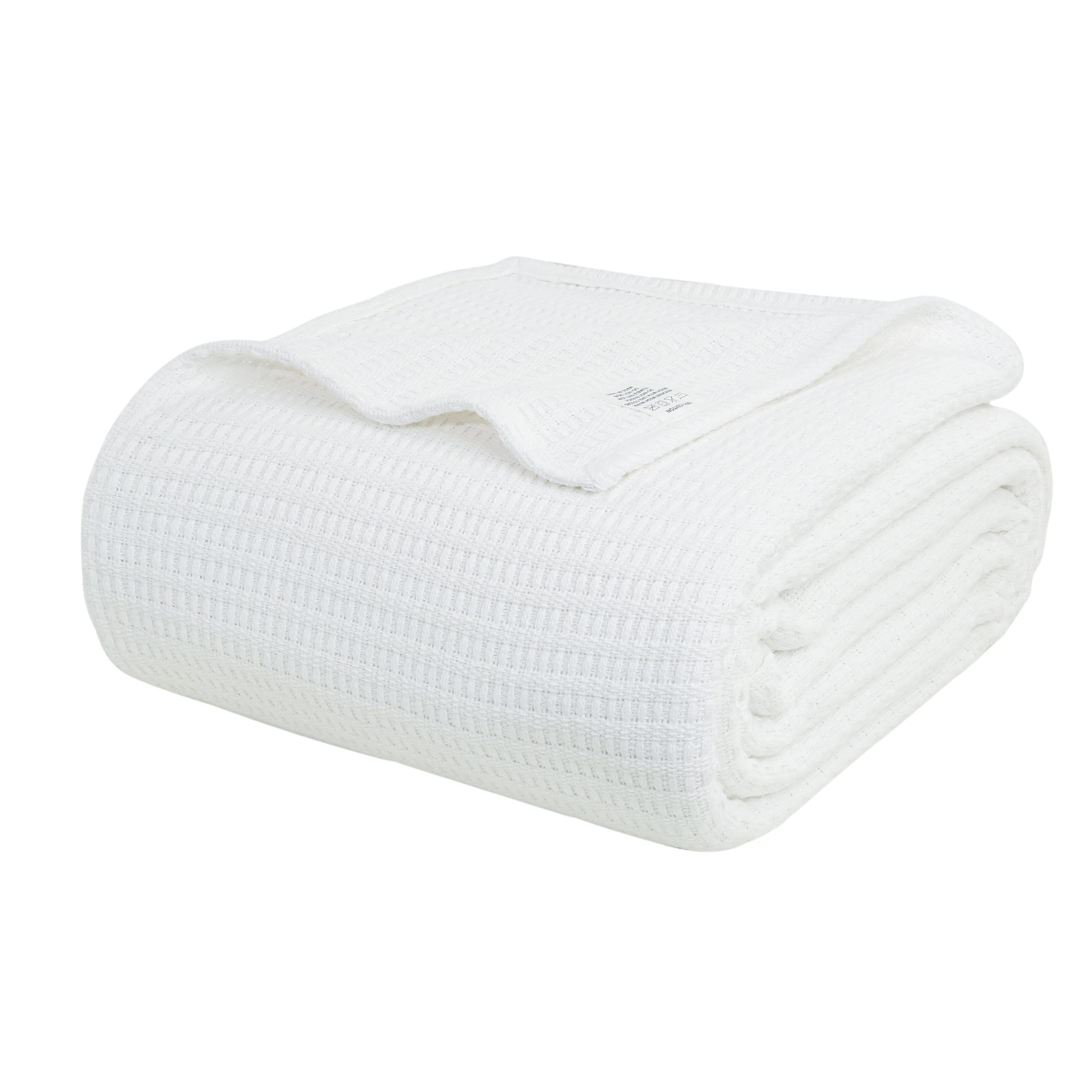 Premium King Size Cotton Blanket - Soft, Lightweight & Breathable All-Season Bedding - Classic Weave White Blanket for King Size Beds, Sofas & Couches (90
