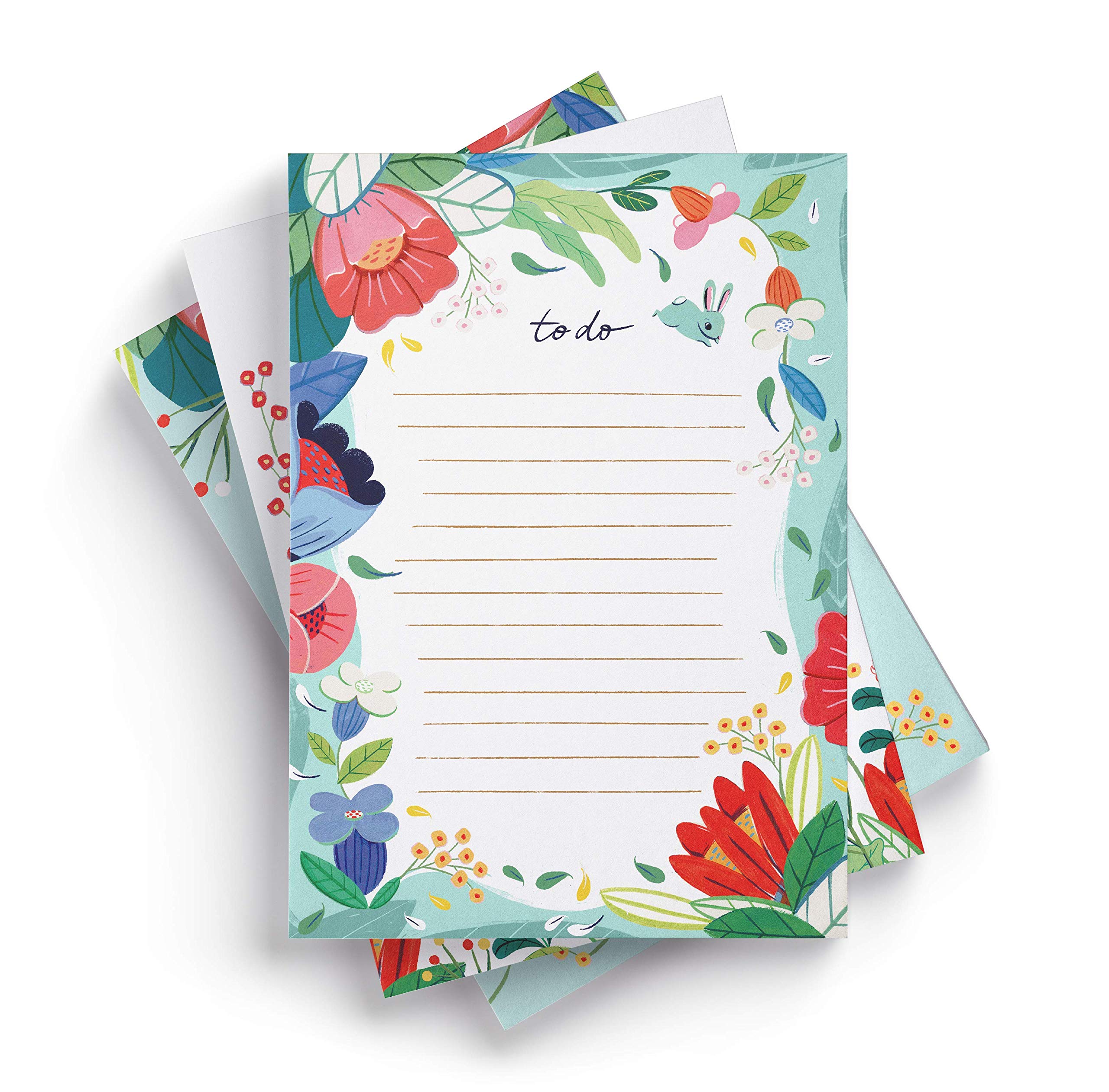Floral To-Do List Notepads Set of 3 - Cute Memo Pads for Office, School & Home Organization - Ana Sanfelippo Design - Perfect for Daily Tasks, Grocery Lists & Reminders