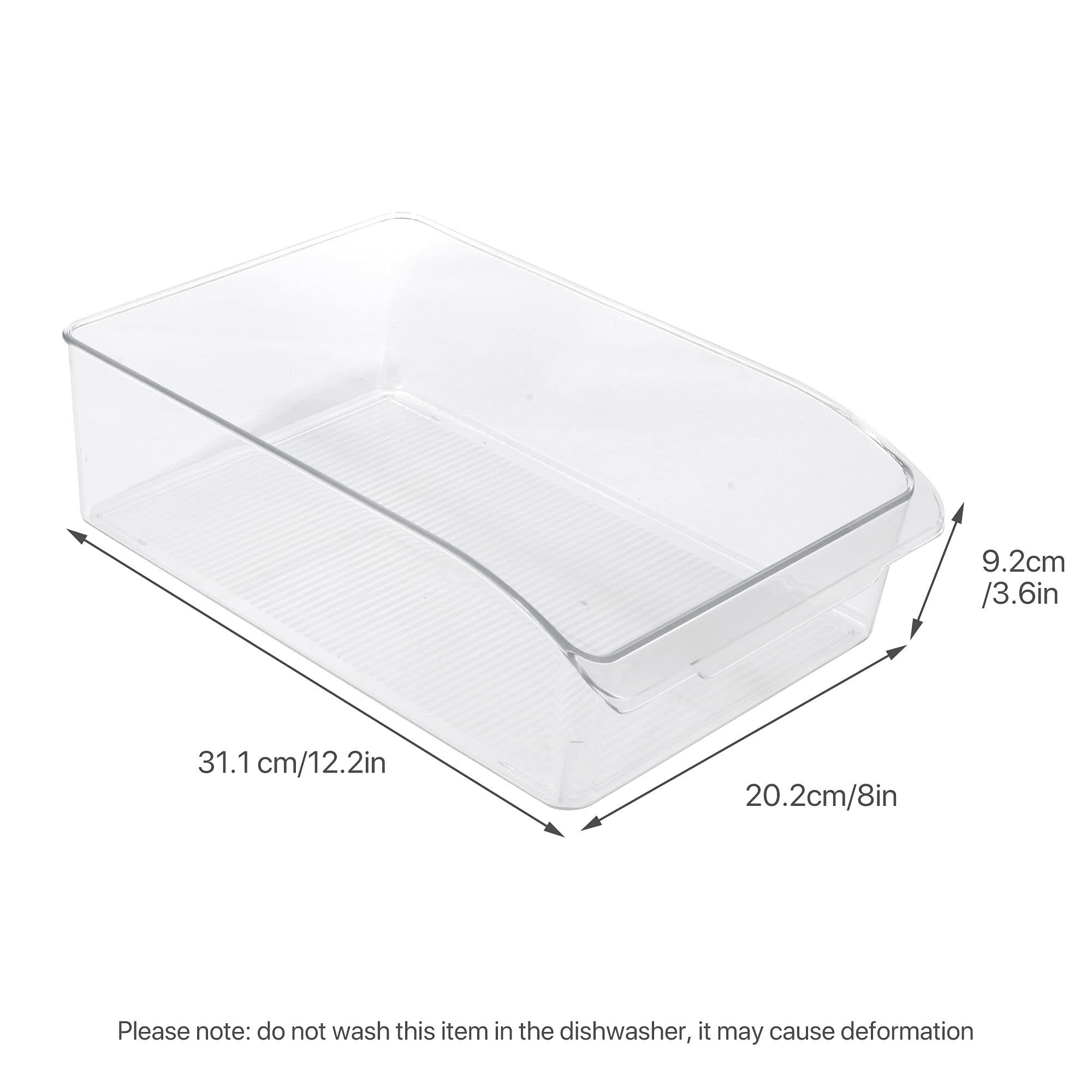 ROSELIFE 2-Pack Clear Plastic Refrigerator Organizer Bins - BPA Free Food Storage Containers for Fridge, Freezer, Pantry & Kitchen Cabinet (12.2