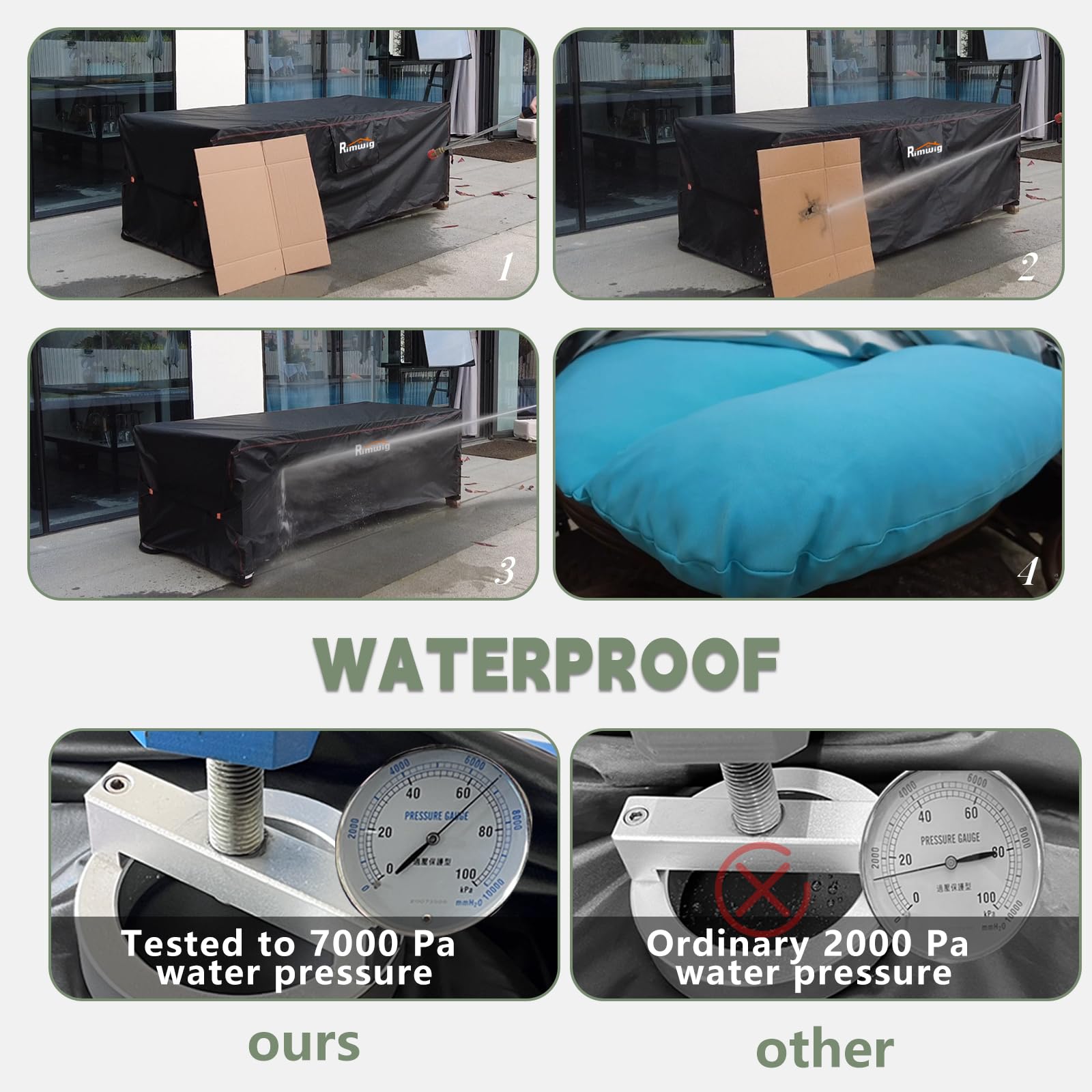 Extra Large Waterproof Patio Furniture Covers Set - Heavy Duty Outdoor Sectional Sofa & Rectangular Table Chair Cover (110