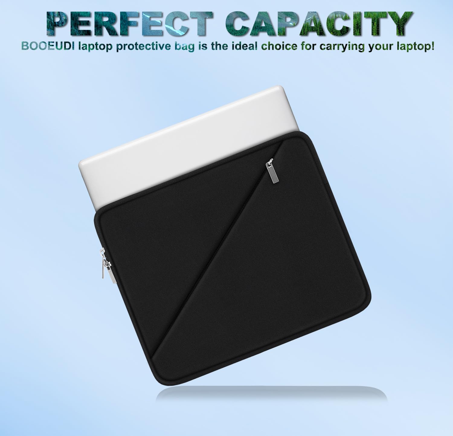 13.3 Inch Laptop Sleeve Case - Compatible with MacBook Pro 14 Inch, MacBook Air, Dell, HP, Lenovo - Travel Computer Bag with Pocket, Black - Perfect for Work, School, and Travel
