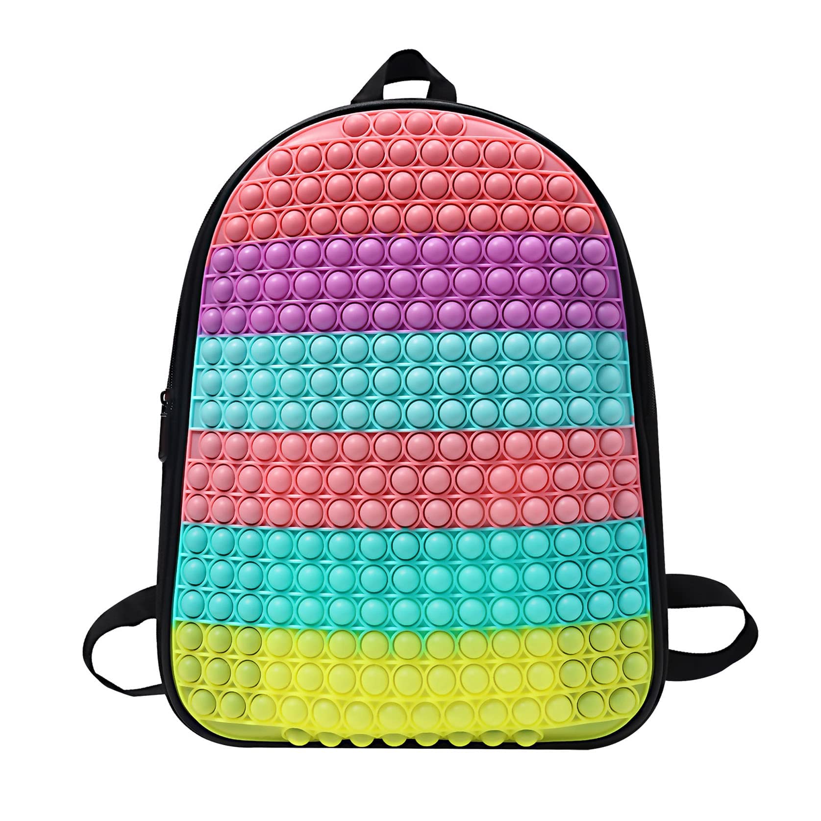 Rainbow Pop Fidget Backpack for Kids - Push Pop Bubble Sensory Toy, Stress Relief School Book Bag for Boys & Girls - Light Rainbow Color (Great for School, Travel & Anxiety Relief)